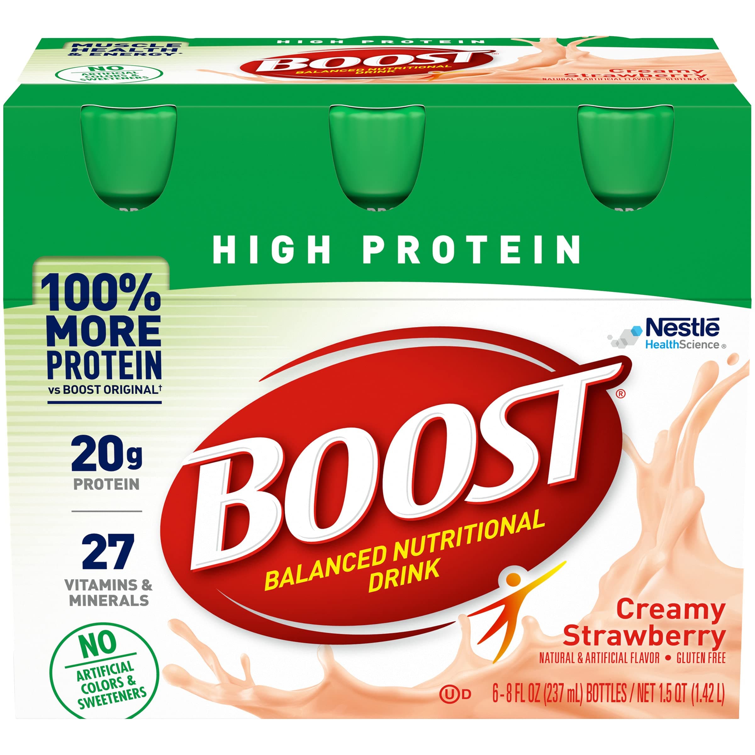 Nestle Boost High Protein Balanced Nutritional Drink Creamy Strawberry 8 oz Bottle 6 Ct