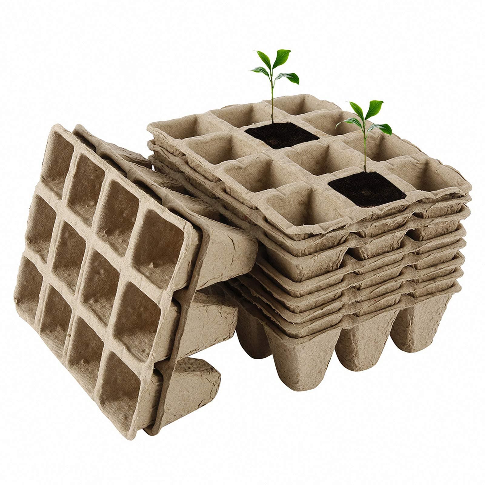 120 Cells Seedling Seed Starter Trays 10pcs Square Peat Pots 1.4x1.4x2inches Seedling Starters Cups Square Peat Pots Plant Nursery Herb Seed Biodegradable Pots