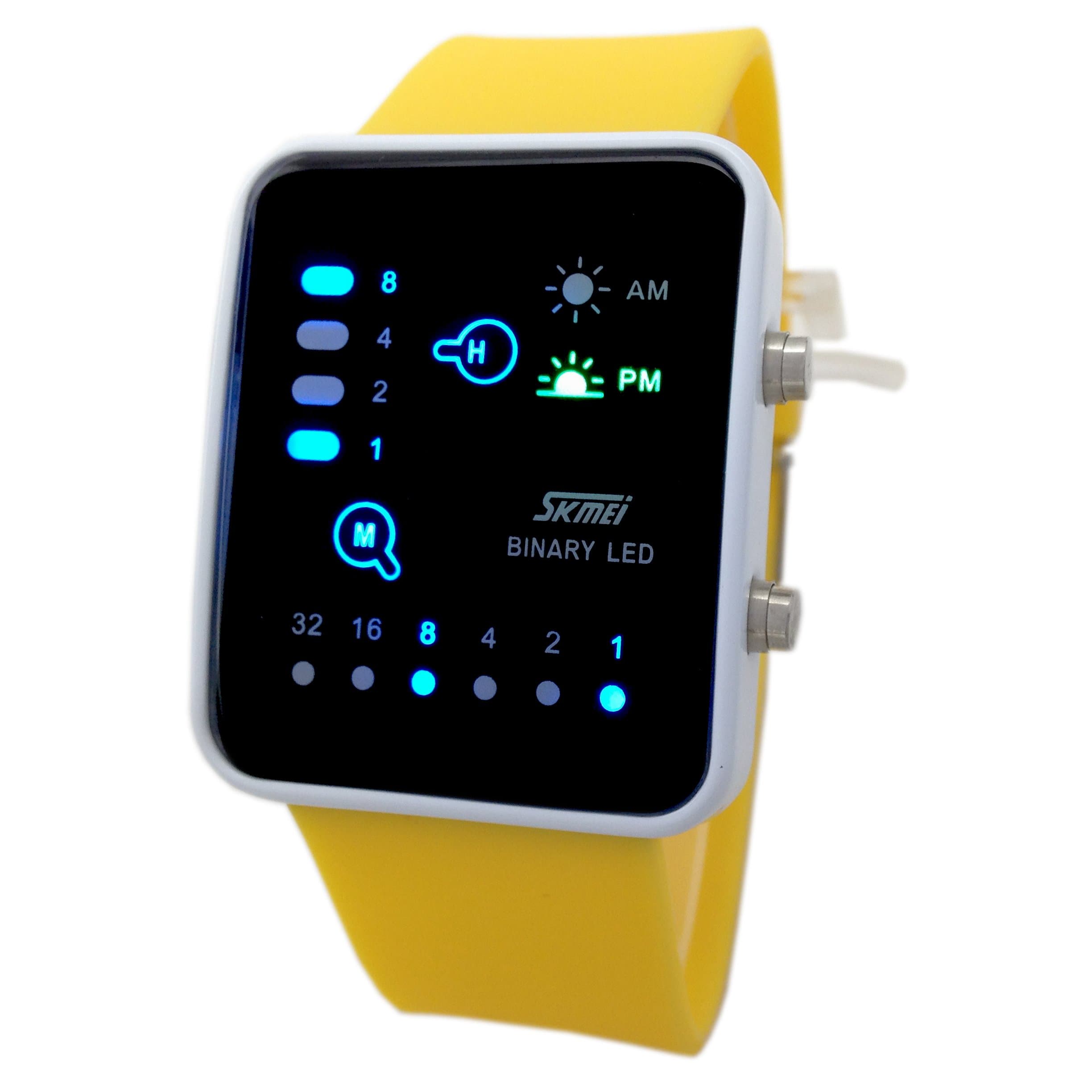 Technological Sense Binary Digital LED Waterproof Unisex Sport Wrist Watches Yellow