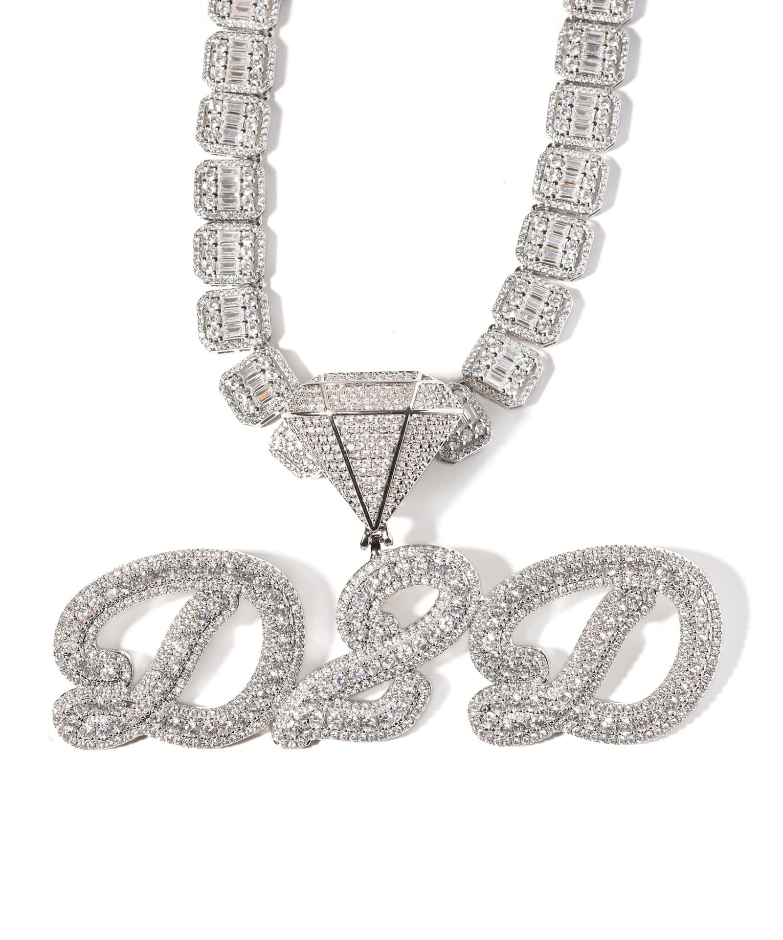 Iced Out Custom Name Necklace Personalized with Cuban Link Chain for Men and Women, Hip Hop 14k Real Gold Plated Initial Letter Pendant Necklaces, Handmade Customized Nameplate Jewelry for Rappers