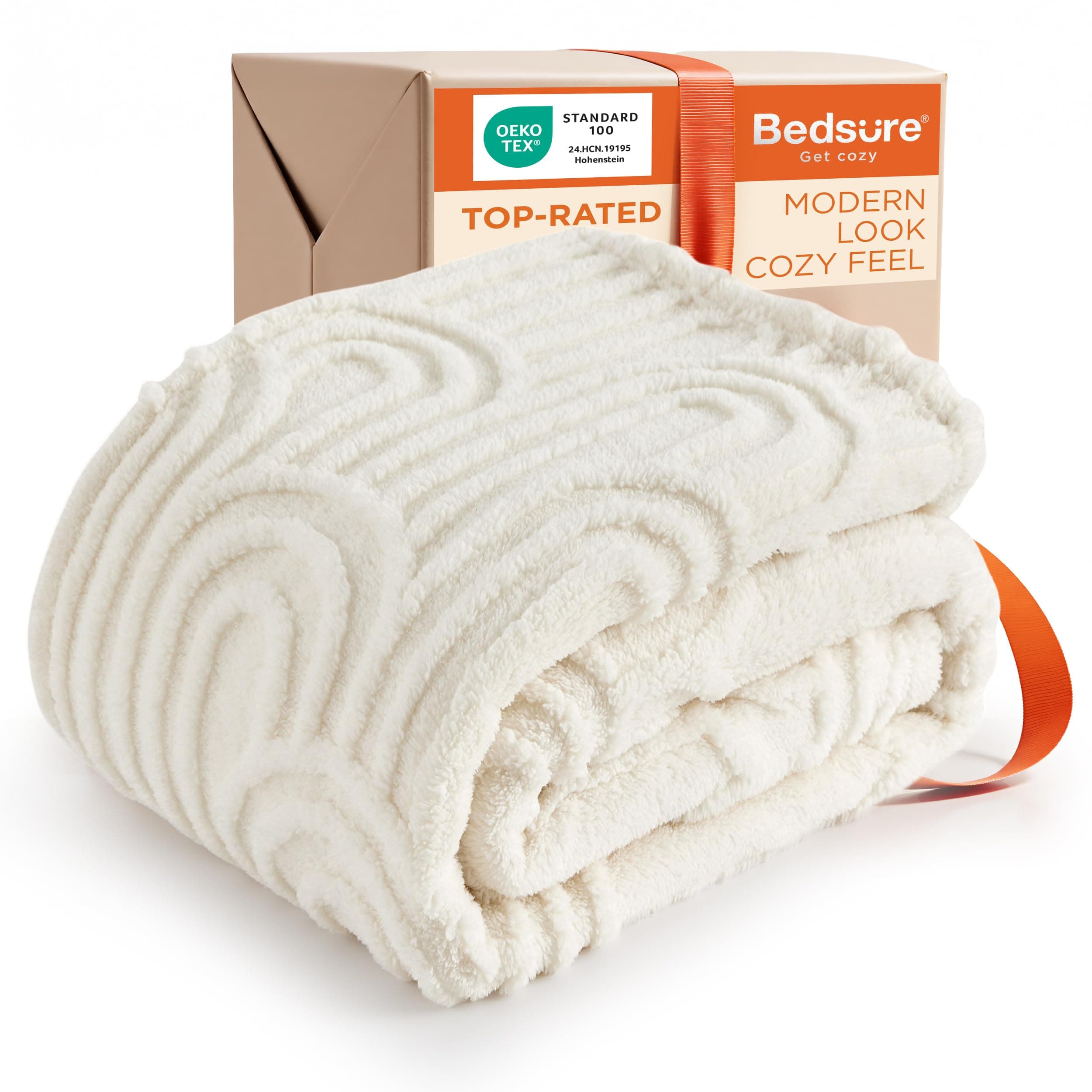 Bedsure GentleSoft Cozy Throw Blanket for Couch - Soft Spring Boho Blankets for Women, Fuzzy Fleece Throw for Beds, Boho Home Room Decor Aesthetic, Gifts for Women Teen Girl, Off White, 50x60 Inches