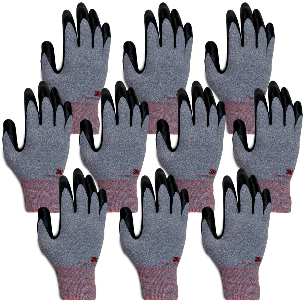 200 All Day Comfort Nitrile Foam Coated Work Gloves-10 Pairs (Large, Gray)