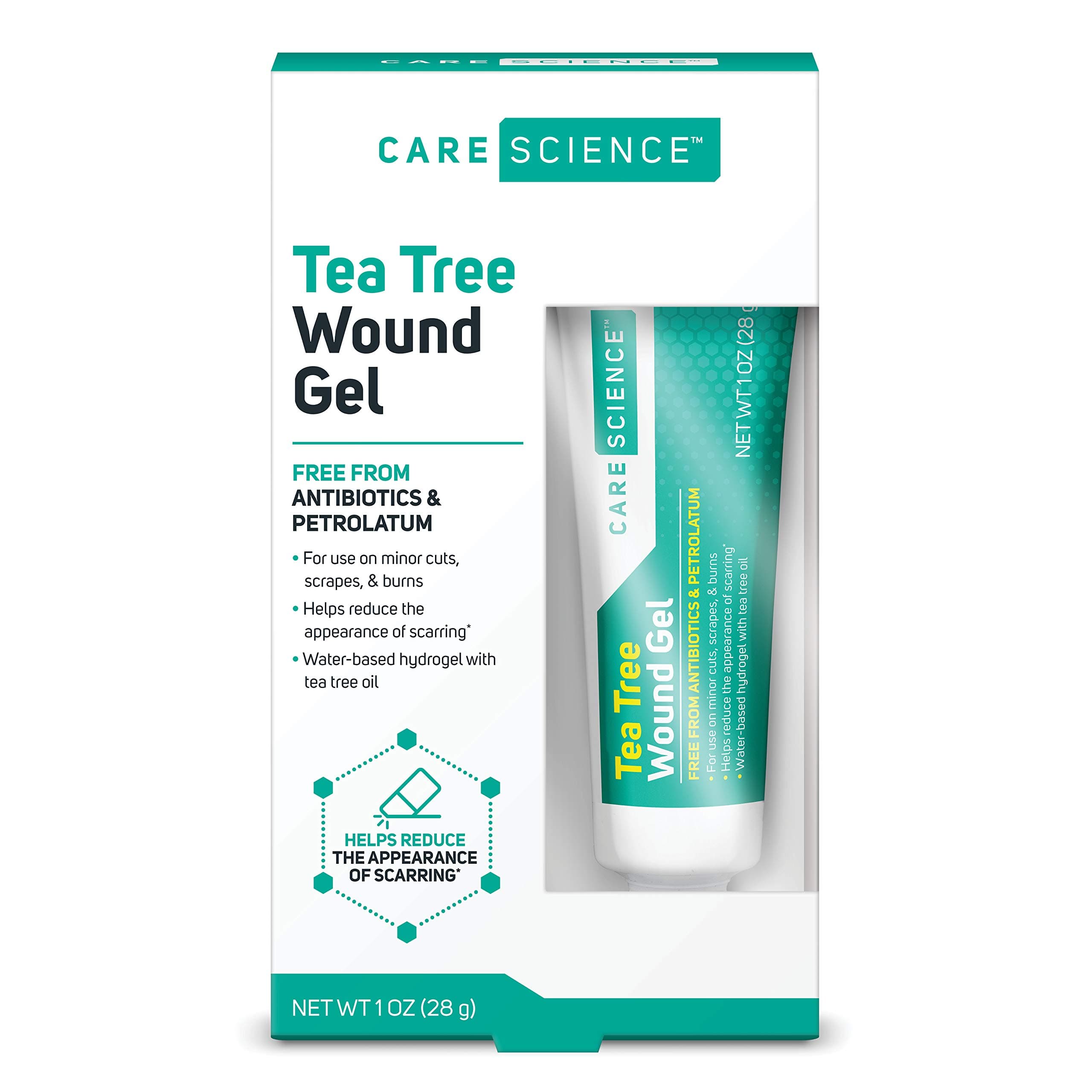 Care Science Natural Wound Gel with Tea Tree, 1 oz | Healing Ointment for Minor Wounds, Reduces Appearance of Scarring