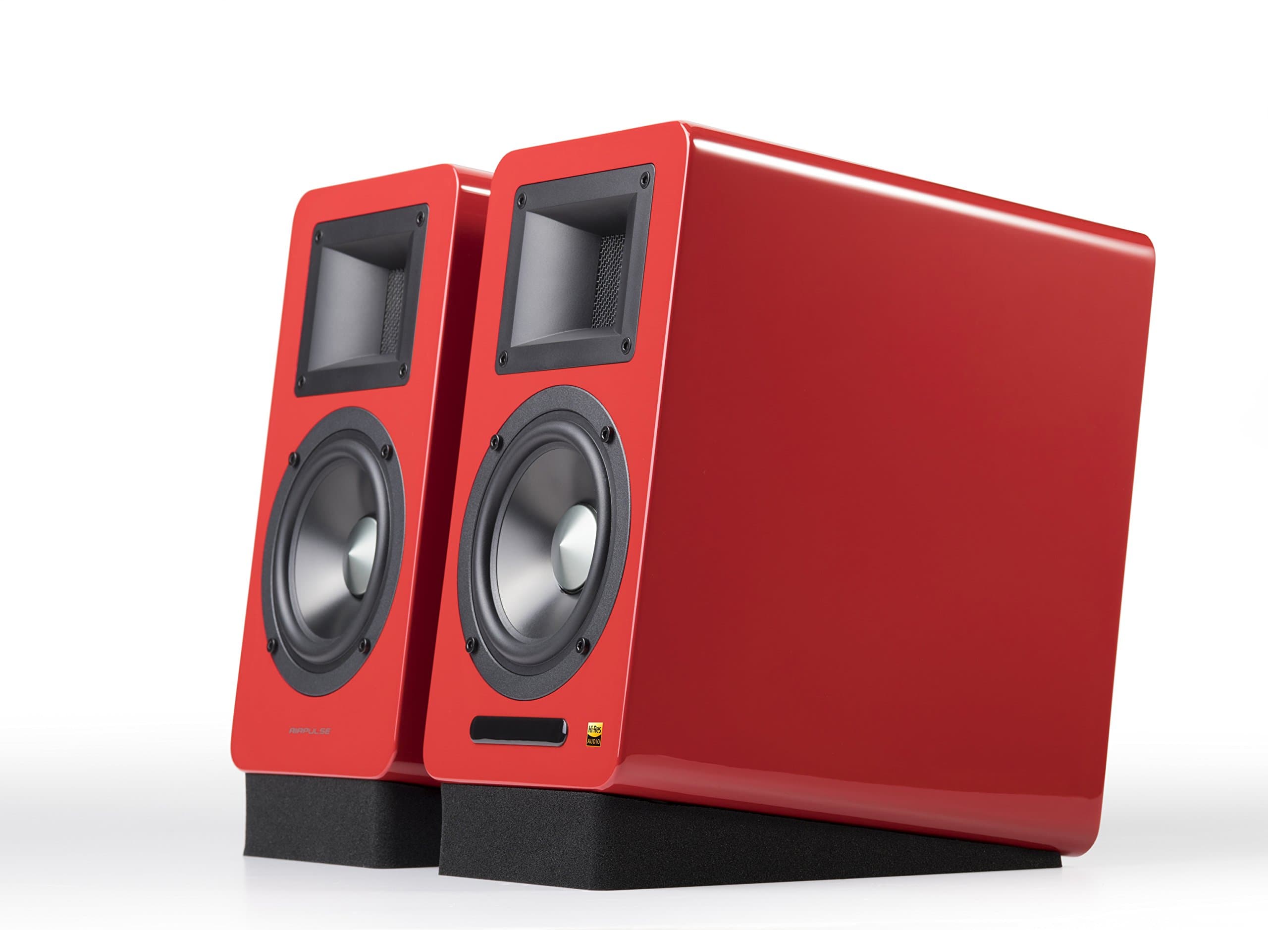 Airpulse A100 Active Bookshelf Bluetooth HiRes Audio Speaker System with Signature Phil Jones Design - Red