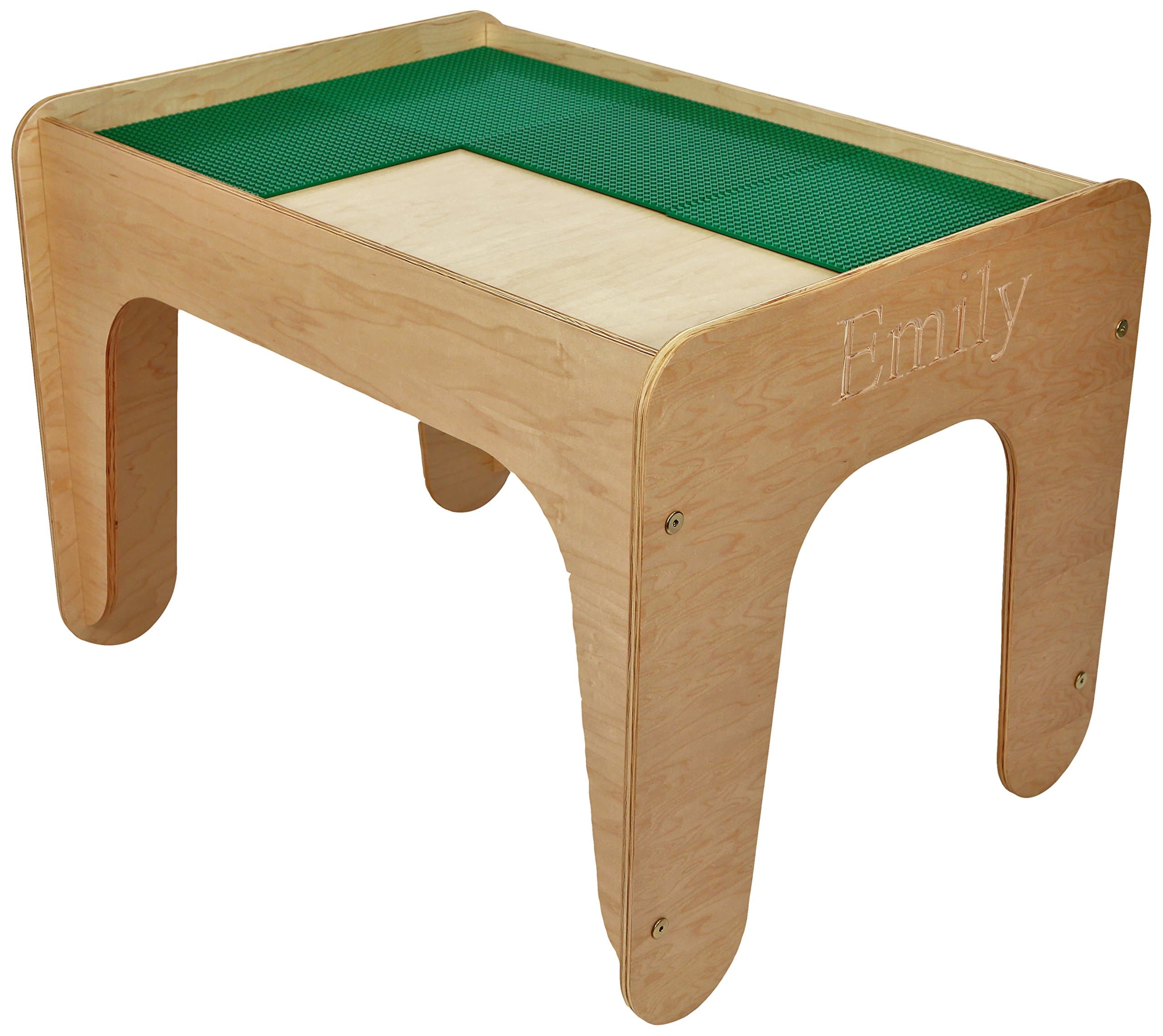 Glenhill Furniture Kids Wooden Activity Table, Lego Compatible Base Plates Included, Name Engraved