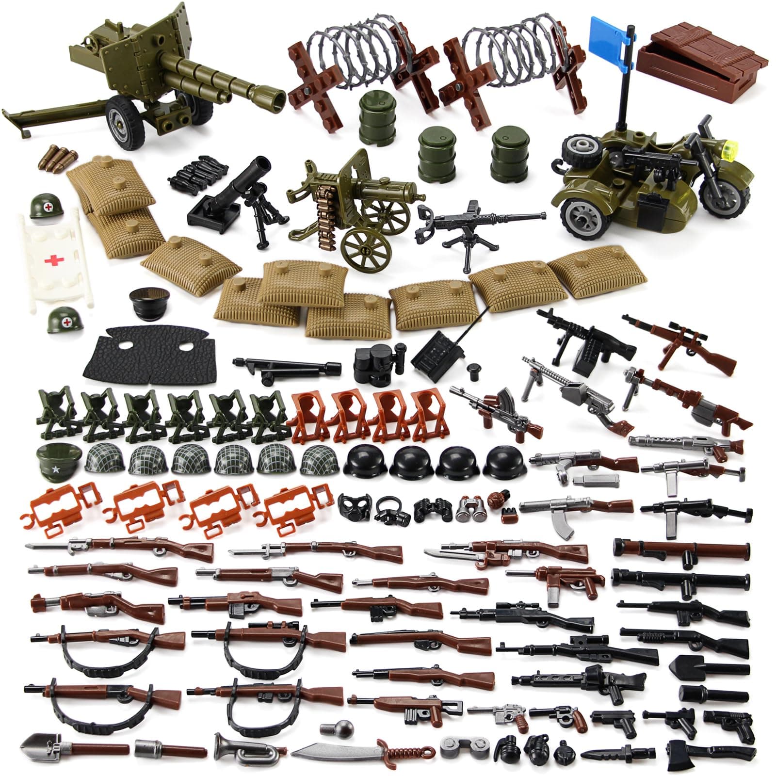 Feleph WW2 Weapons Set US Military Toy Kit for Soldier Figures Model Pack Army Equipment Gear Pieces Compatible with Major Brands