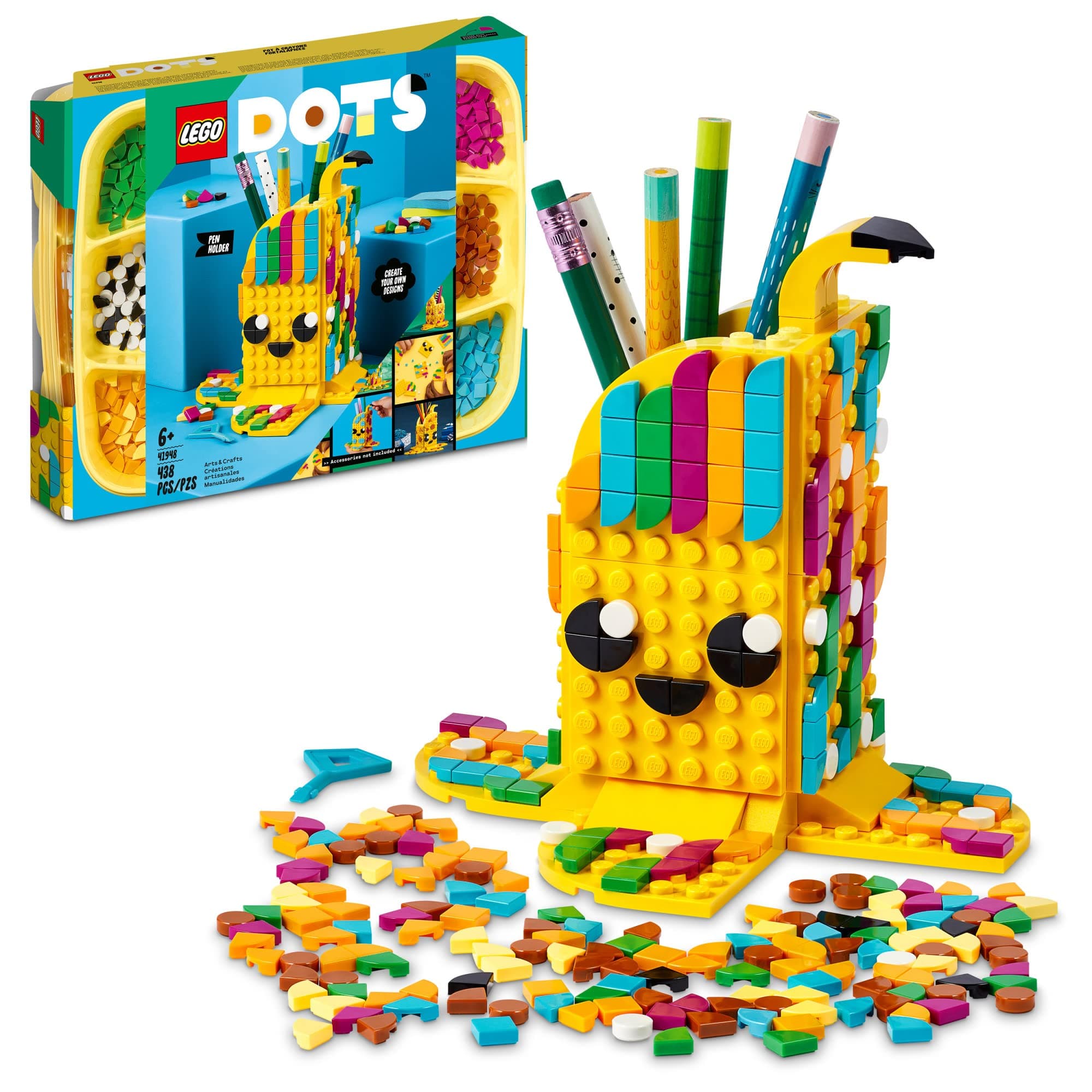 41948 DOTS Cute Banana Pen Holder, Arts and Crafts Set, Toy Pencil Pot Desk Organizer, DIY Bedroom Accessories, Gifts for Kids, Girls & Boys 6 Plus Years Old