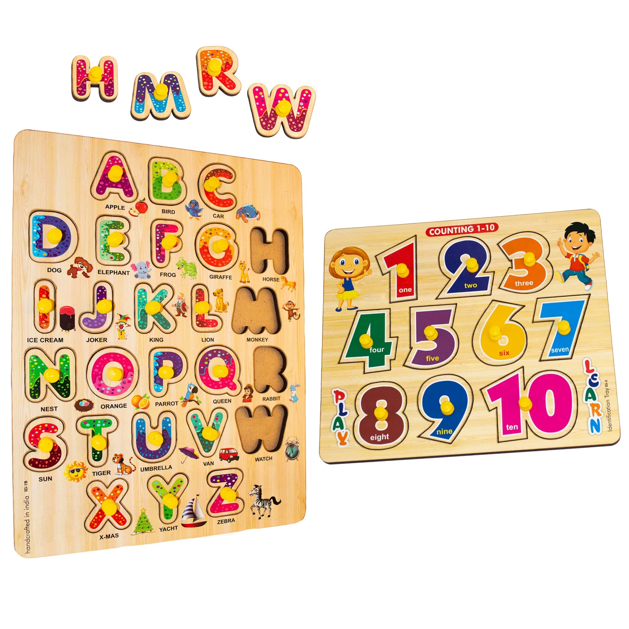 Toddler Baby Toys Jigsaw Puzzles for Boys & Kids Wooden Peg Puzzle Board Games for Kids Age 2 3-7 Years Old Child Children Boys Girls (Alphabet and Numbers Puzzle),36 pc