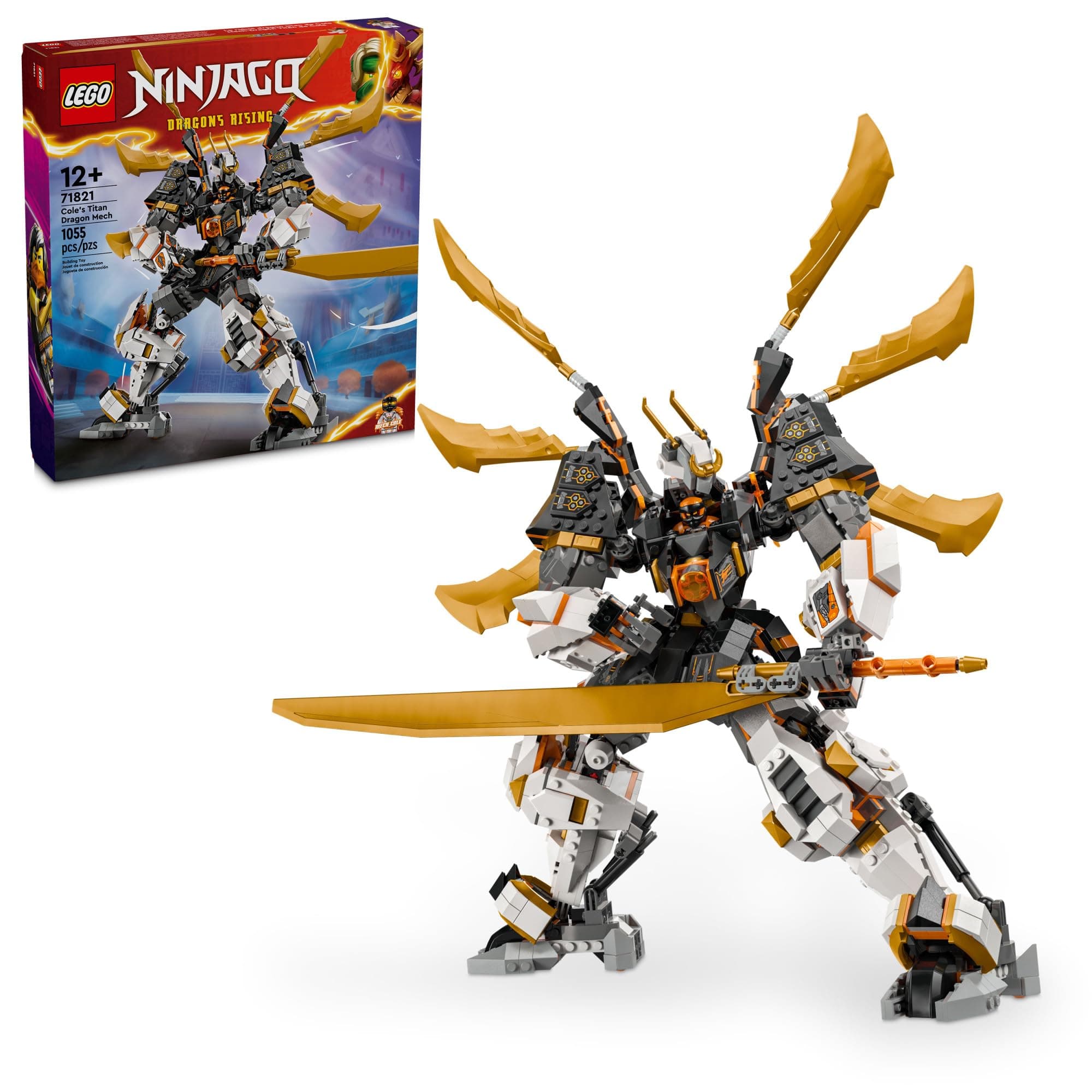 NINJAGO Cole’s Titan Dragon Mech Adventure Toy for Boys and Girls, Ninja Toys, Playset with 1 Ninja Minifigure, NINJAGO Mech with Dragon Wings, Birthday Gift for Kids Ages 12 and Up, 71821