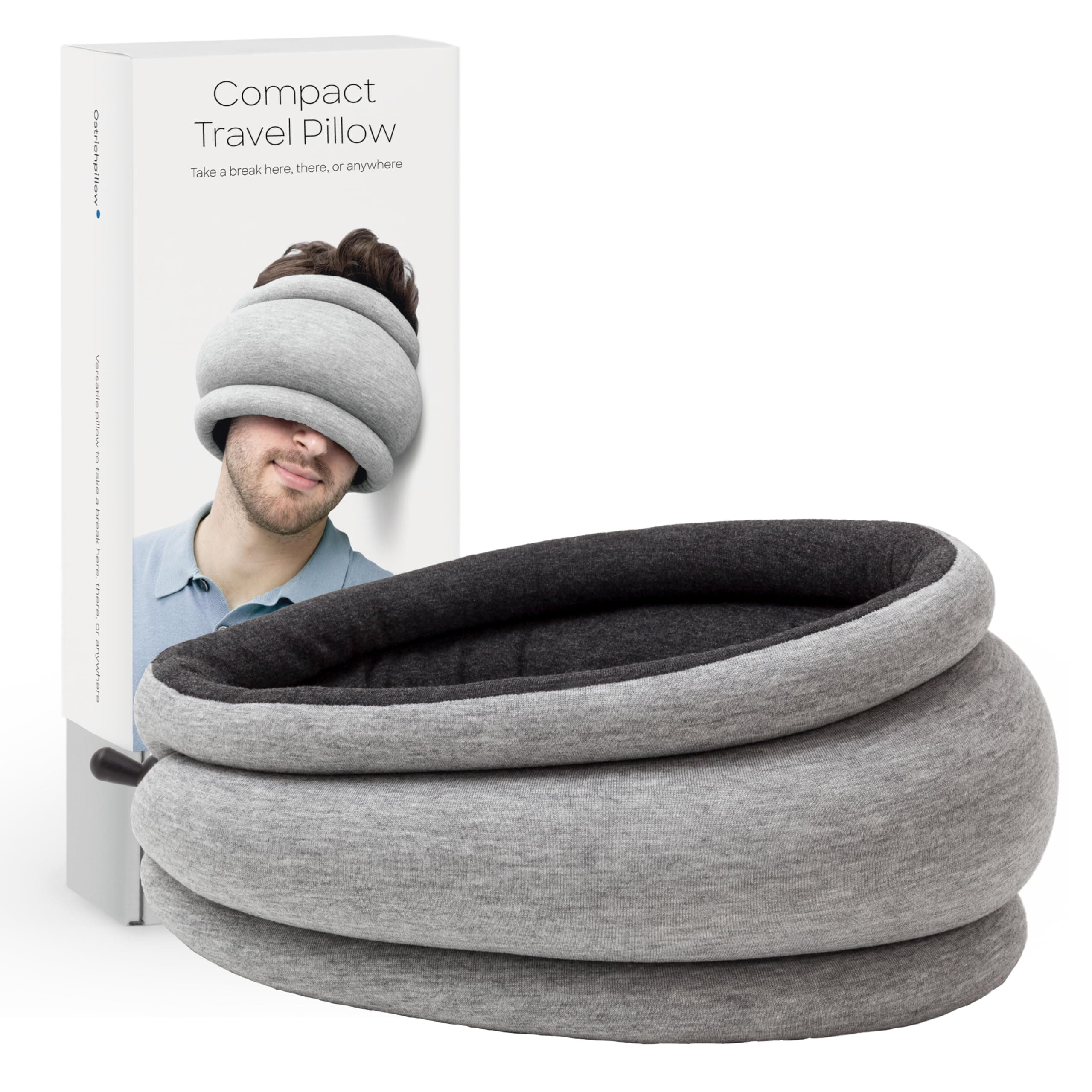 Ostrichpillow Light Commuting, Travel Pillow & Power Nap Pillow - Premium Comfort & Lightweight, Adjustable to Your Head, Small & Versatile, Reversible Design, Easy Cleaning