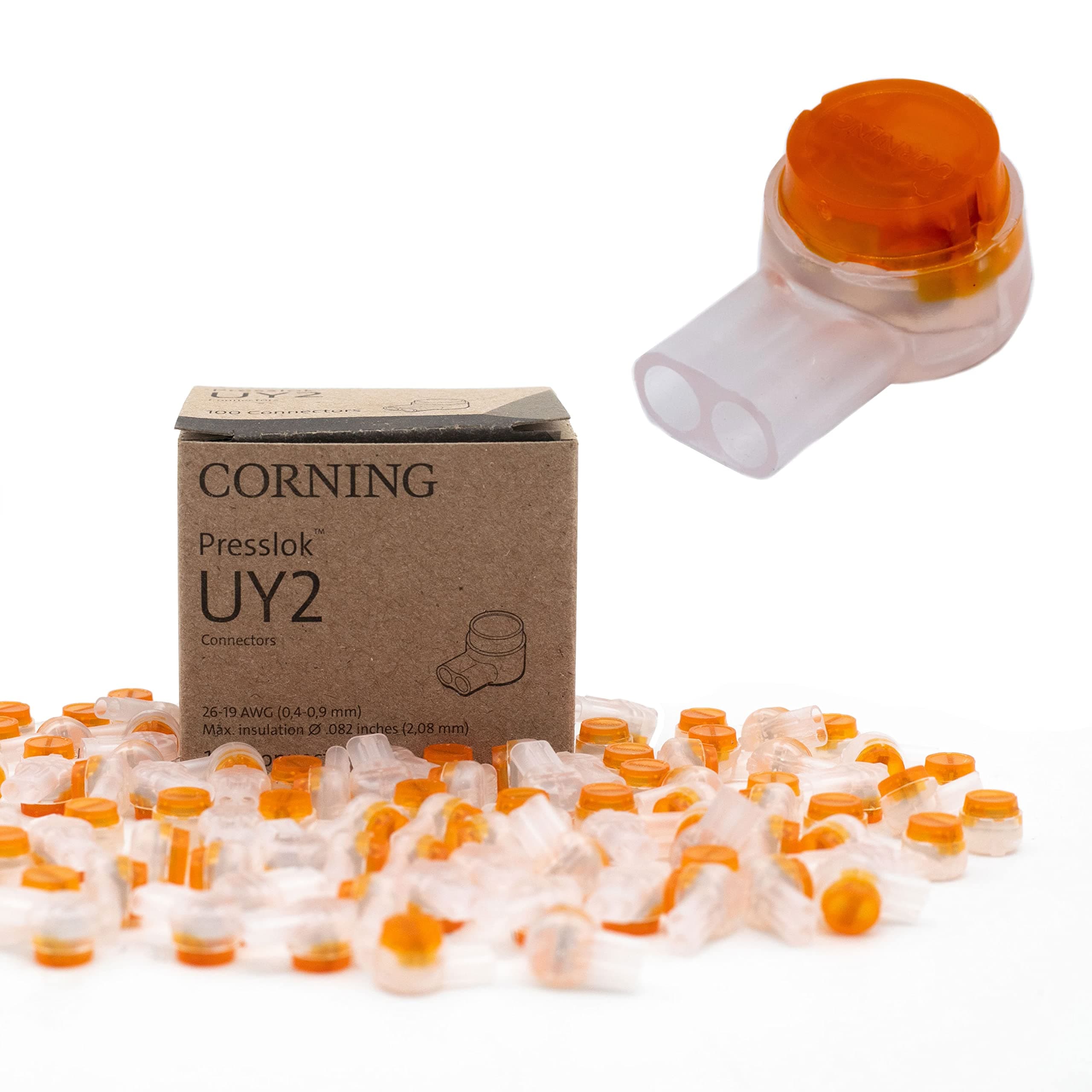 Rebuild Skills Corning UY2 100Pk Presslok Connector Solvent Resistant Splice Terminals for Wires, Electrical, Automotive, Data, Oil, Telephone (100)