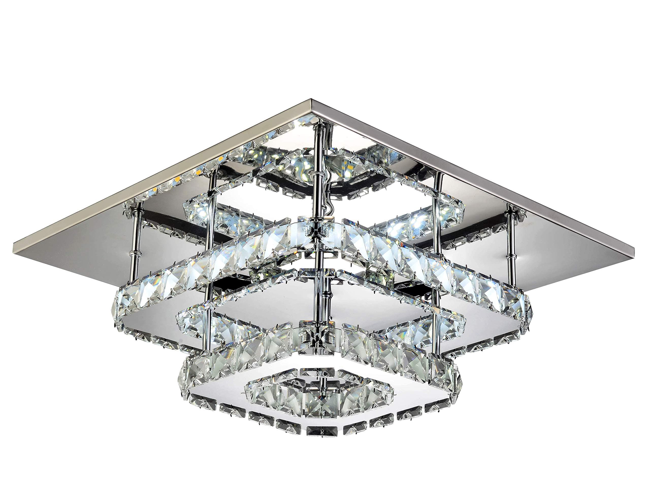 Modern Square 30cm 36W LED Crystal Ceiling Lights Chandeliers Bilayer Aisle Light