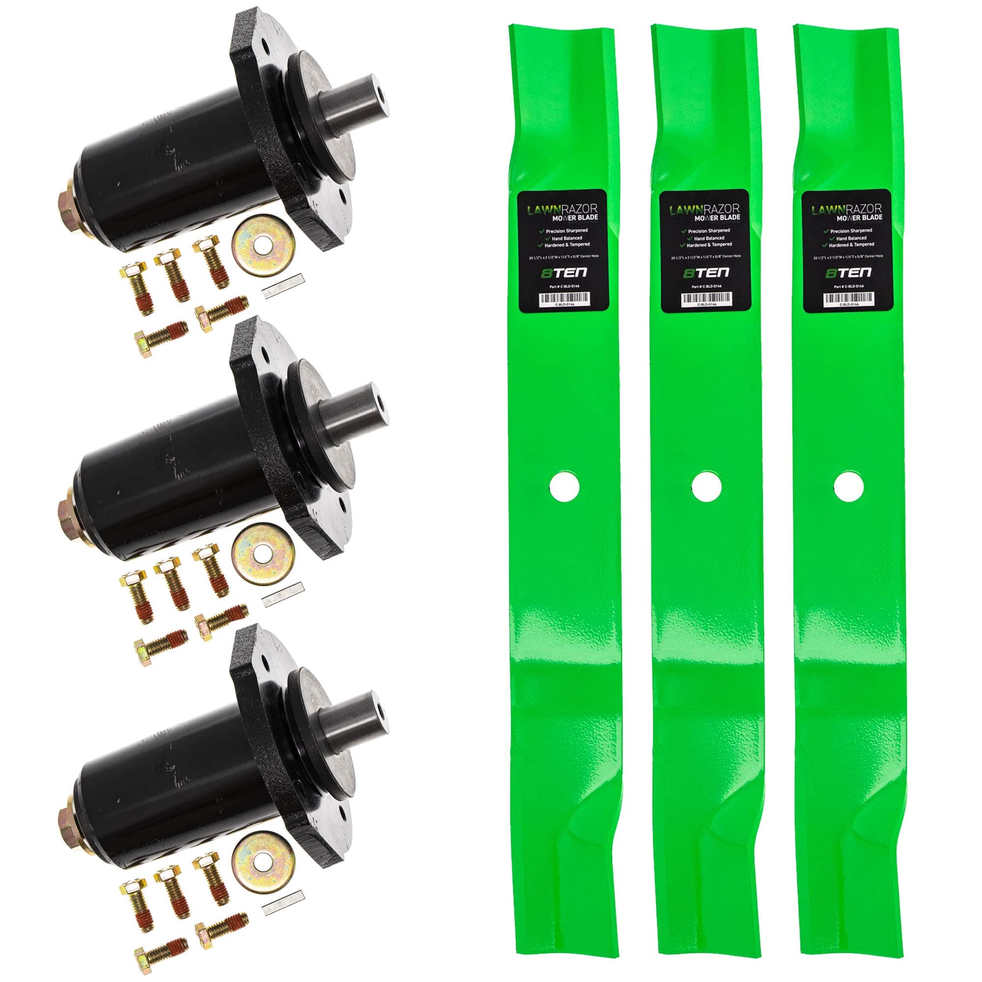 8TEN Spindle High Lift Blade Kit for Ariens Gravely 60 inch Cut Max Zoom 2560 Pro-Turn 260 460 59202600 59215400