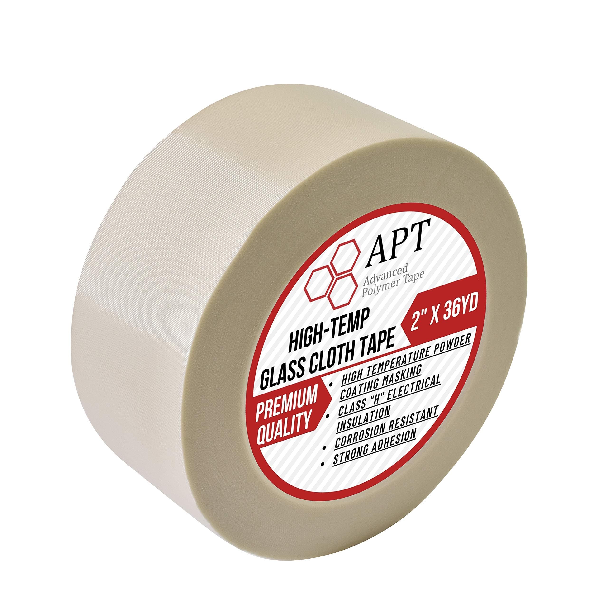APT Glass Cloth Electrical Tape, High Temperature Masking Tape, 260°C. UL Listed, White Heat Resistant Tape. Ideal for Class H Electrical, Powder Coating, Sand Blasting(2" x 36 Yds)