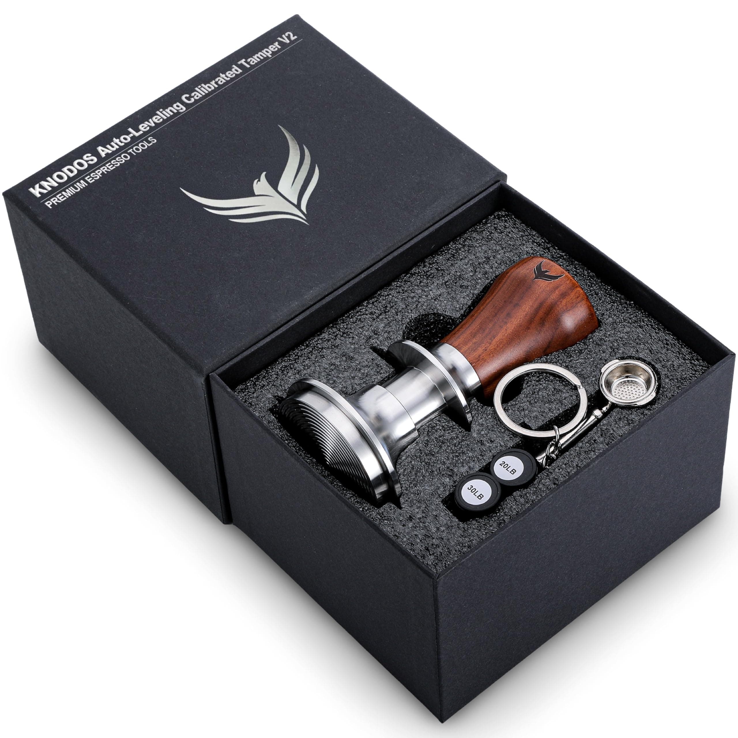 51mm Tamper Tool Espresso Rosewood Spring Loaded 30LB Calibrated Coffee Tamper Compatible With Delonghi, Casabrews, Smeg and more Espresso Machine Accessories