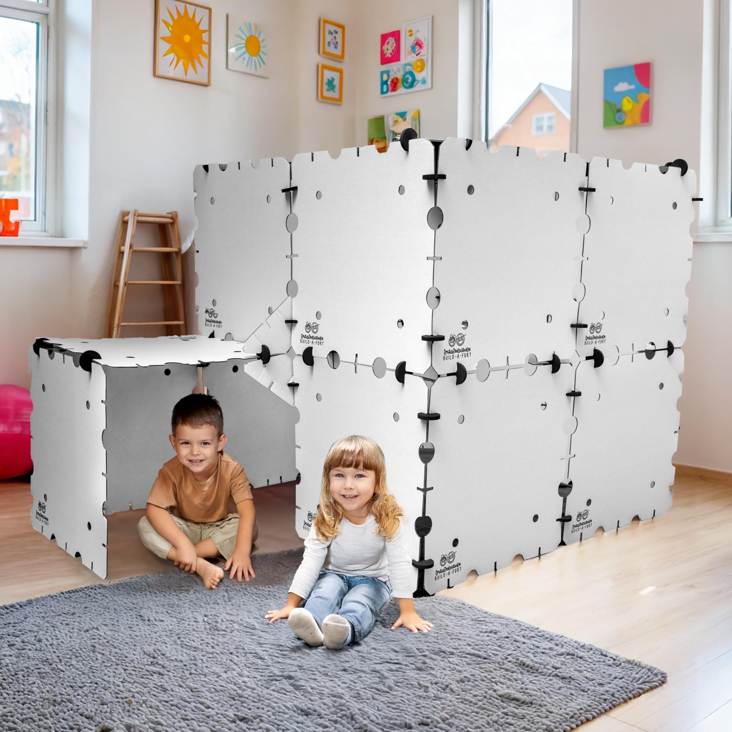 Build A Fort Kit - Cardboard Fort Building Kit - Endless Play for Ages 4 and Up - Build Incredible Indoor Forts, Mazes, Tunnels, and More - Durable, Reusable, and Recyclable