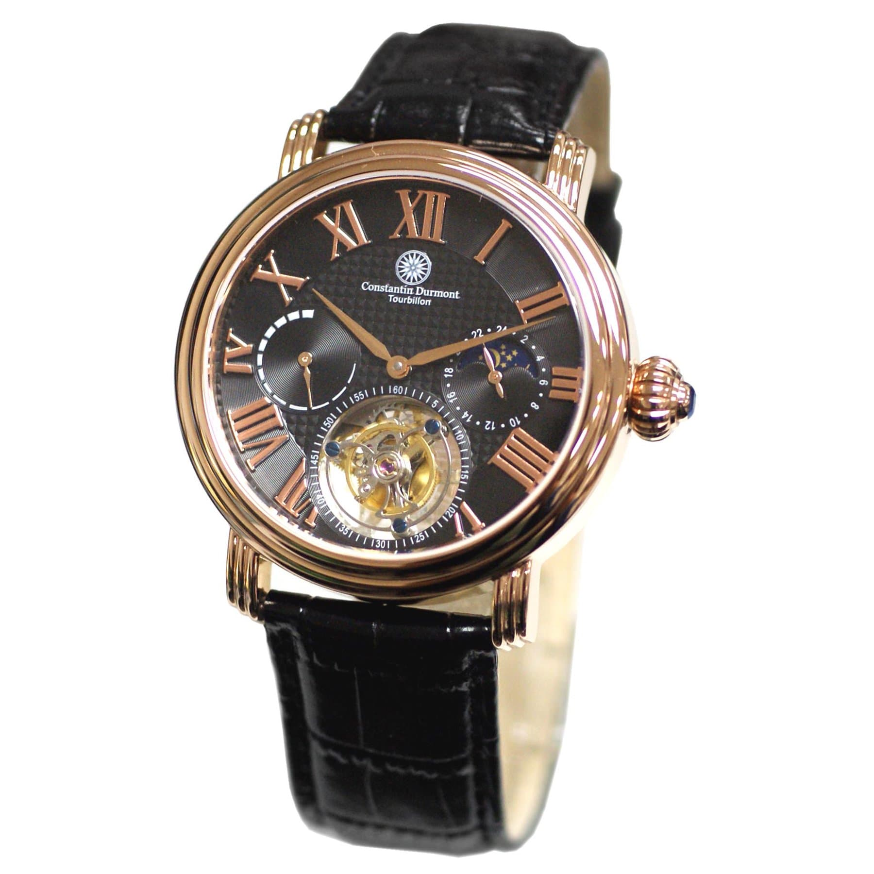 Constantin Durmont Men's Watch Tourbillon Elation Analogue Hand Winding Leather CD Elat PWR DN LT Rgrg BK