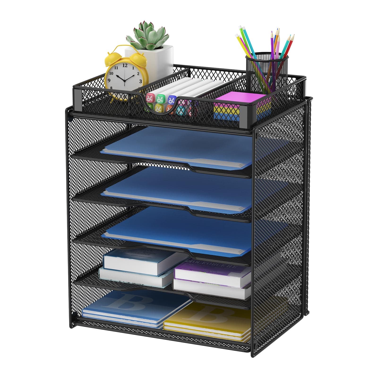 Samstar Desk Organizer, 5 Tier Paper Organizer Letter Tray File Sorter Document Storage for Office Organization (with Extra Drawer)