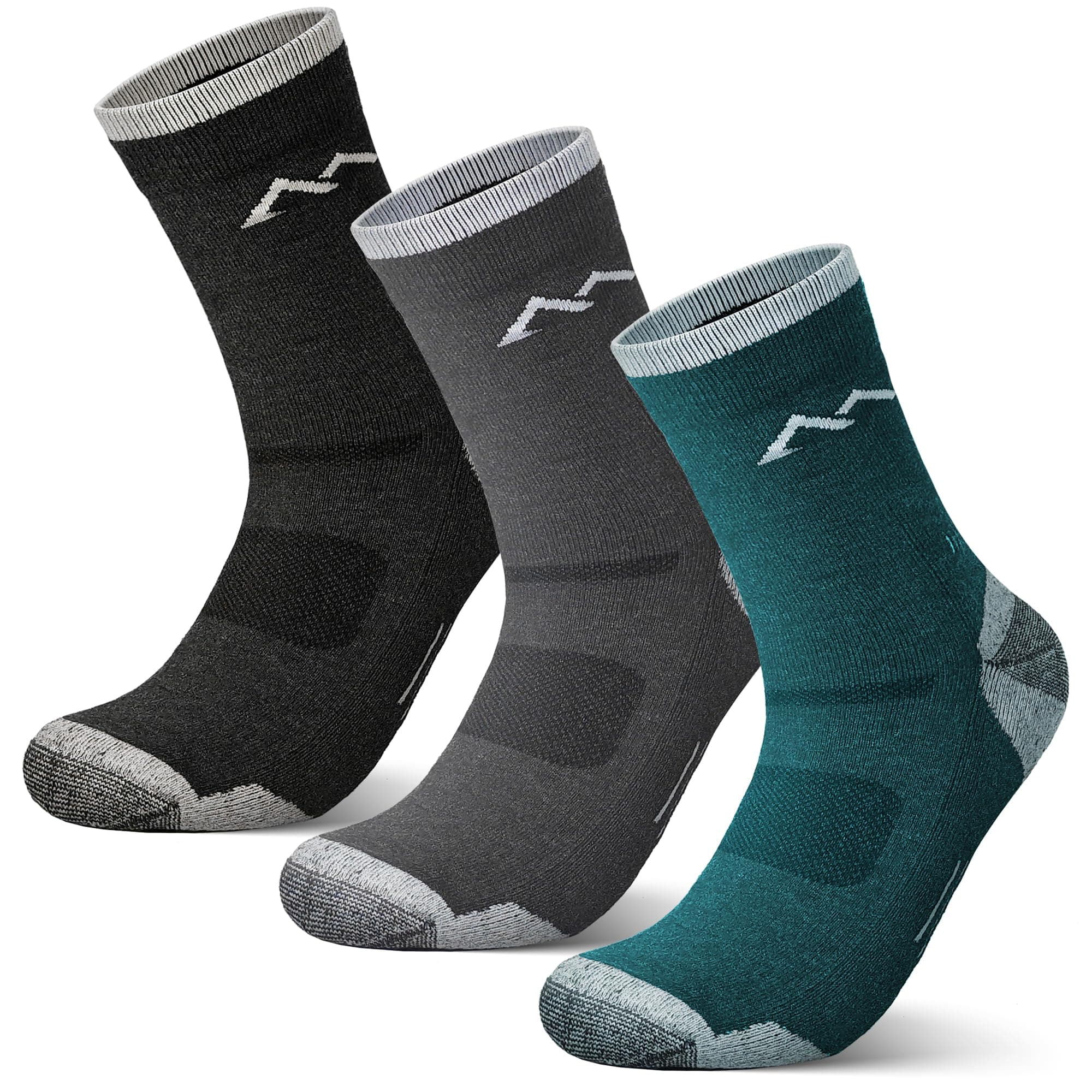 innotree 3 Pack Men's Merino Wool Hiking Socks, Micro Crew Cushioned Hiking Walking Thermal Moisture Wicking Trekking Socks