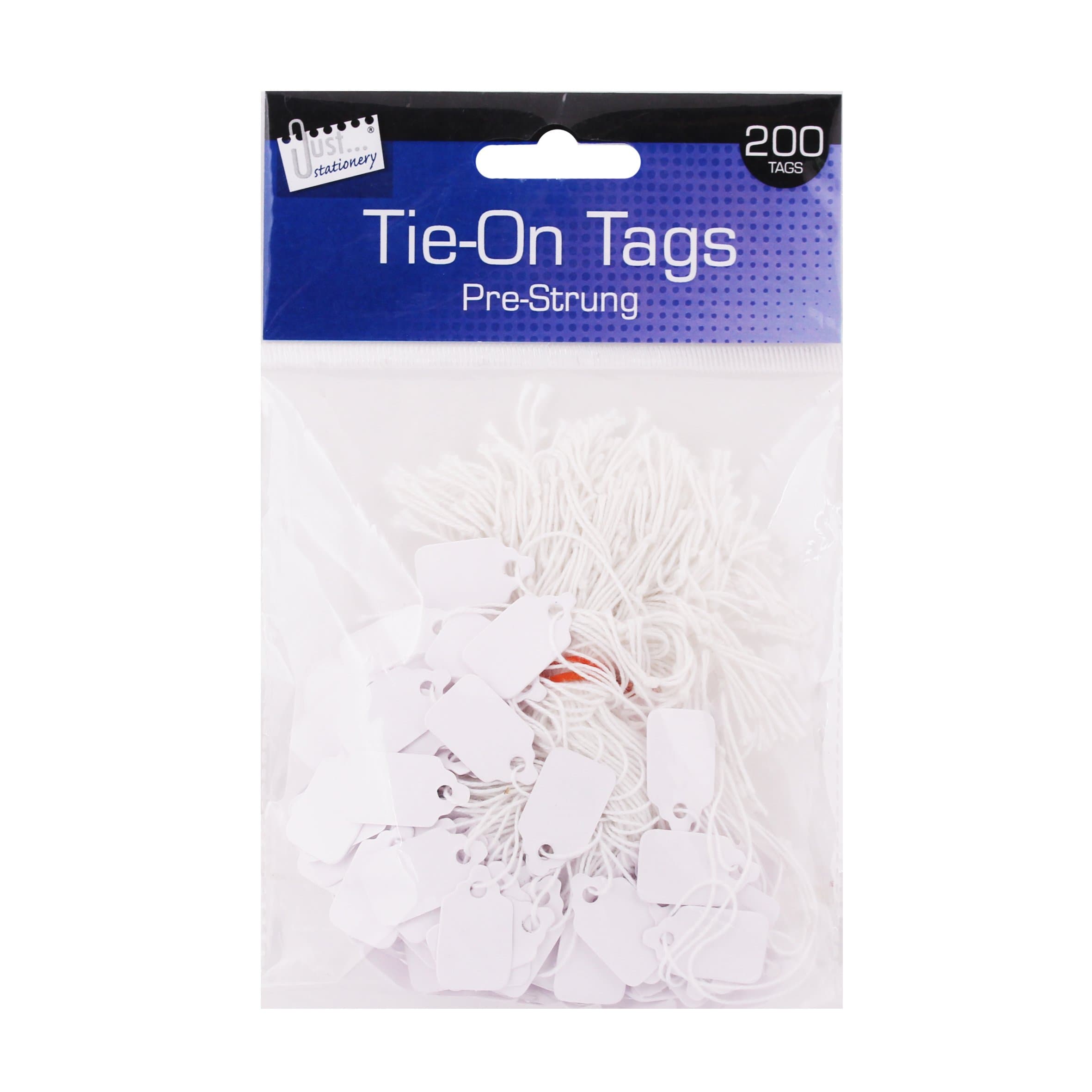 Just stationery 13 x 20 mm Pre Strung Tag (Pack of 200), White, 4257.0