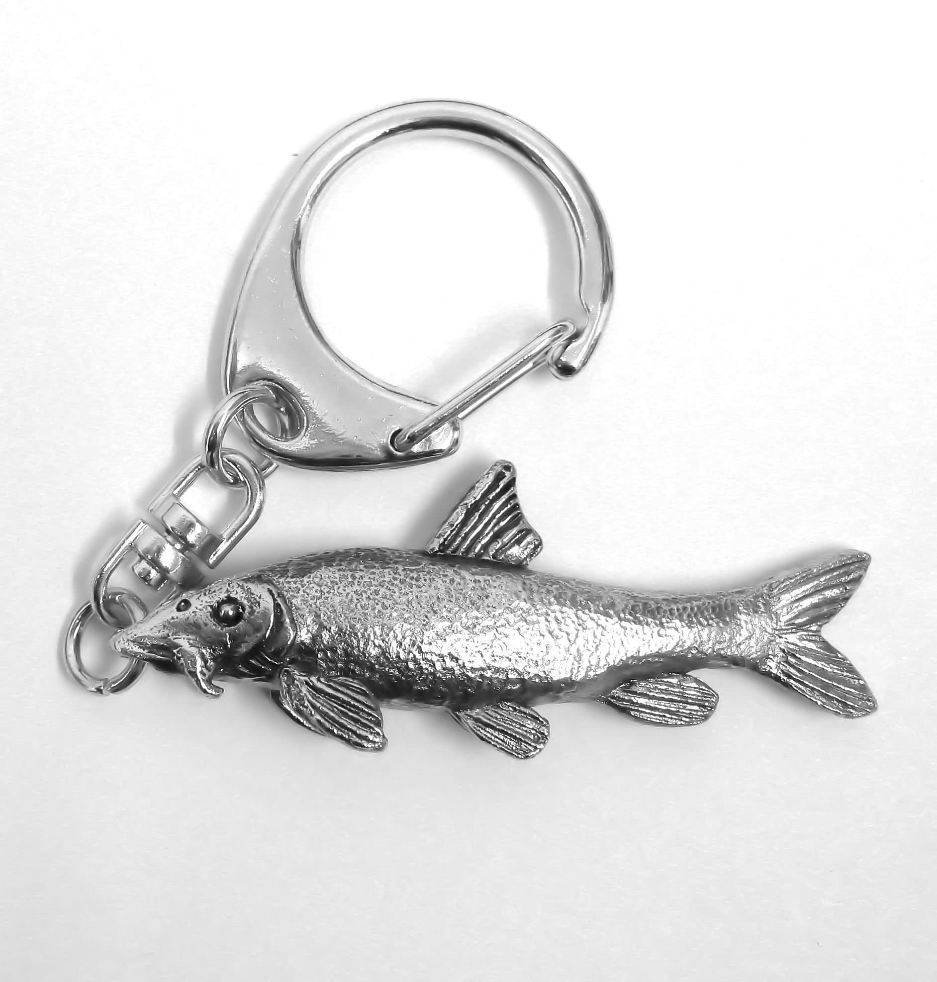 Barbel Angler Silver Keyring