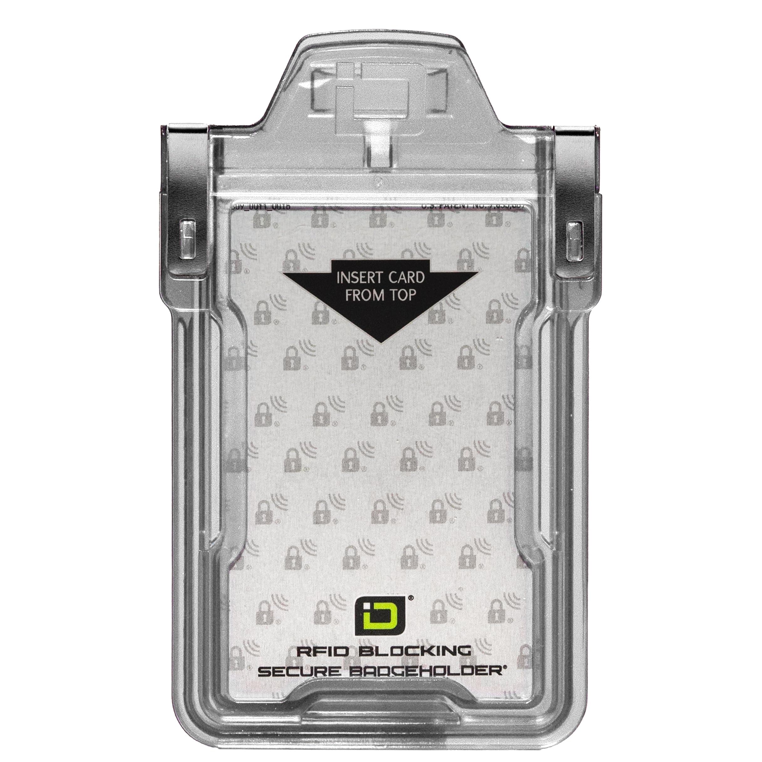 Identity Stronghold - Secure RFID Badge Holder for 1 Card - Heavy Duty Hard Plastic ID Badge Holder - USA Molded and Assembled - FIPS 201 Approved RFID Blocking Security - Clear