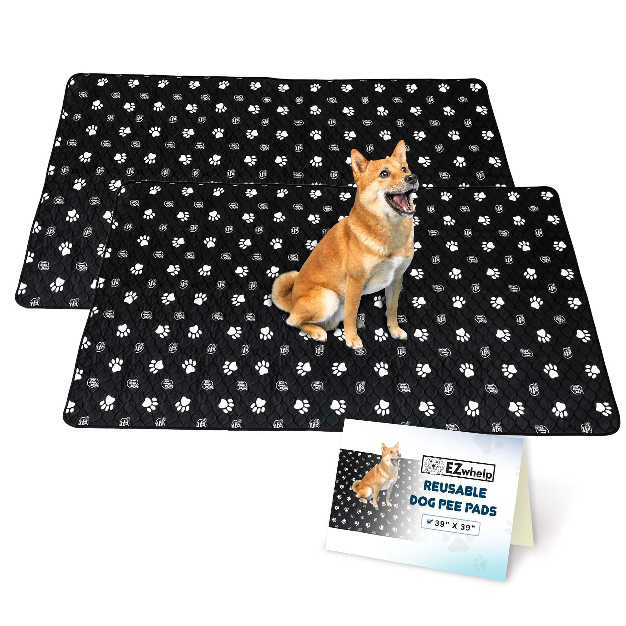 Reusable Dog Pee Pads, Washable Waterproof Mats for Dog Potty Training or Whelping Pads, 39x39 Inch, 2 Pack