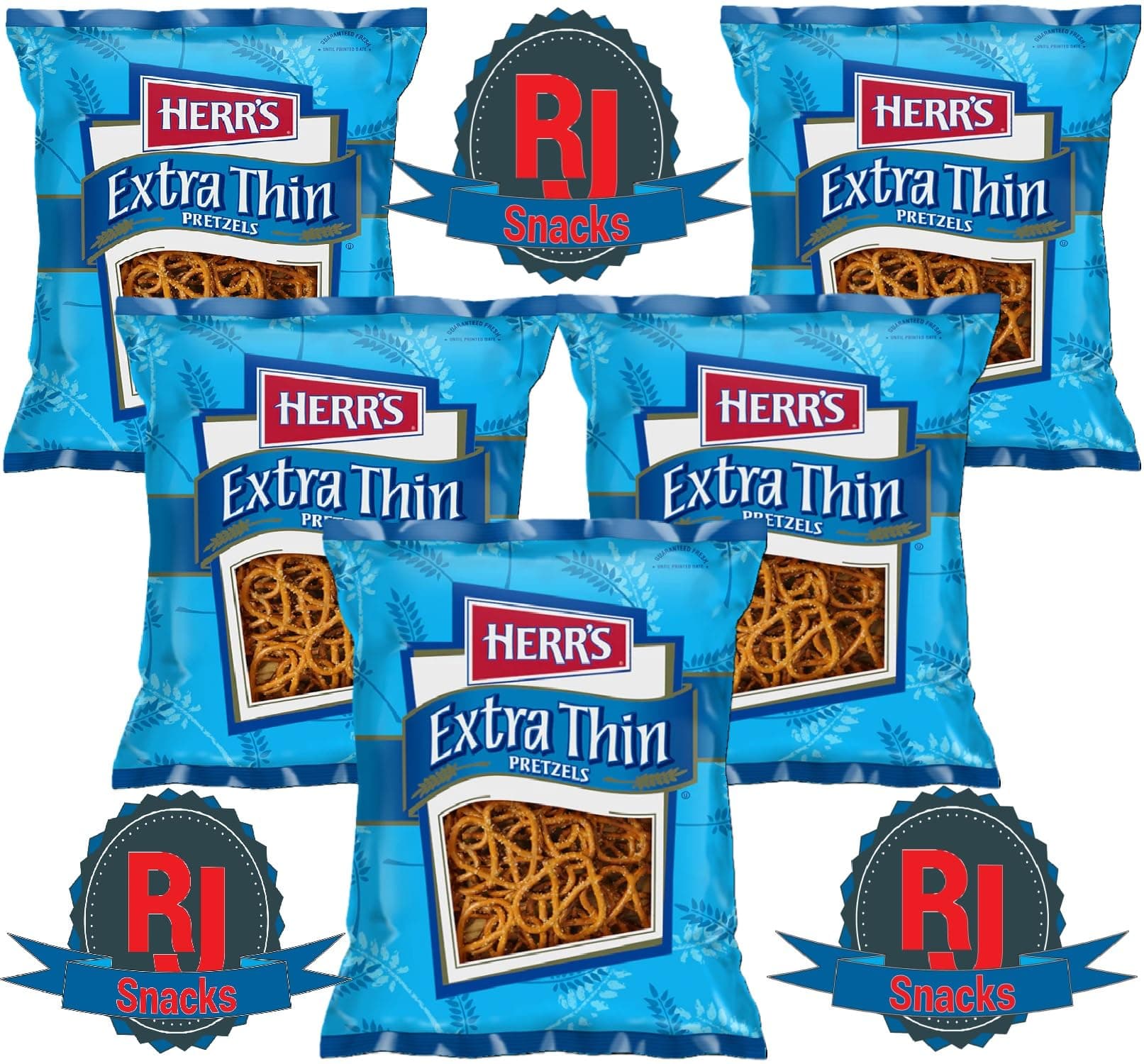 Extra Thin Pretzels Herrs, 1 Ounce (Curated by RJ Snacks Value Pack) (Pack of 7 bags)