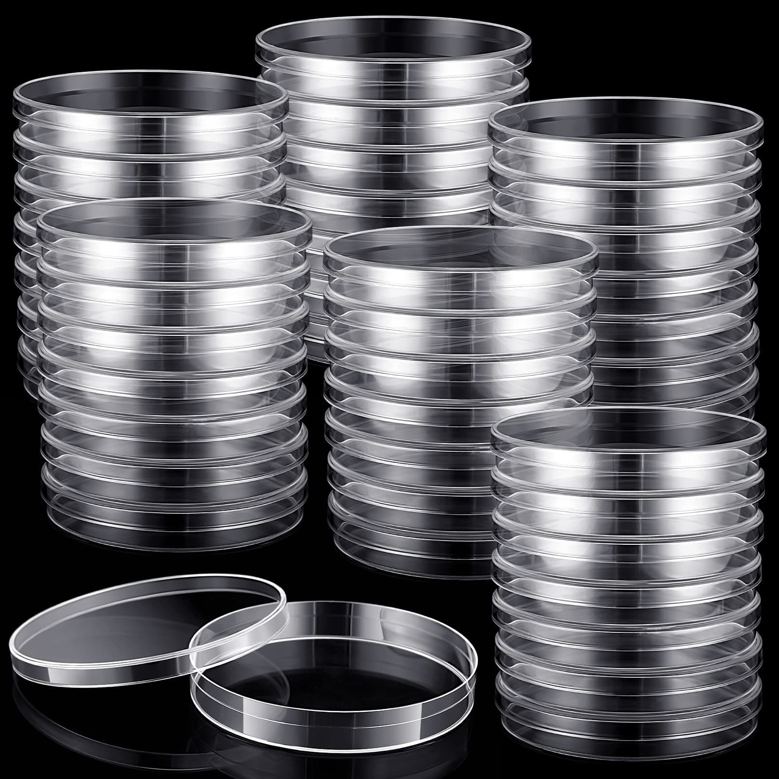 200 Pack 90mm Petri Dishes Sterile Plastic Bulk with Lids Deep Clear Thick Science Lab Cell Culture Agar Dish for Lab Jelly Science Party Project Experiment Analysis Equipment Projects Supplies