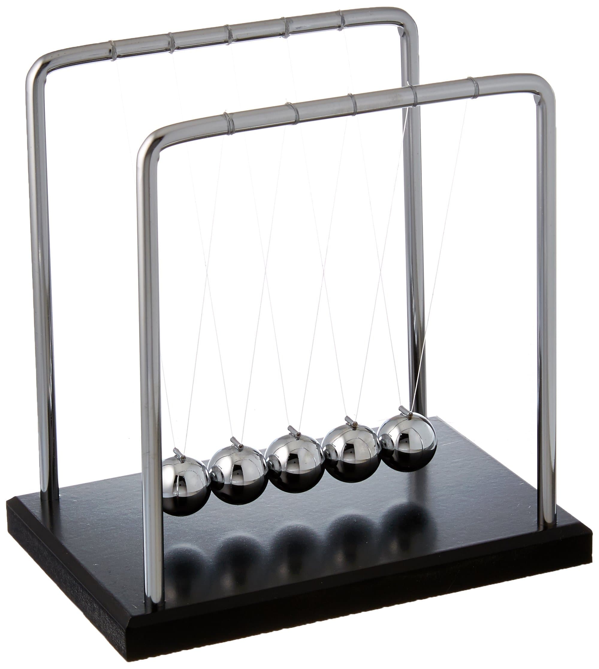 Mini Newton's Cradle Balance Balls Desk Set - Art in Motion (5 Stainless Steel Pendulum Balls, 3 1/2-Inch Frame)