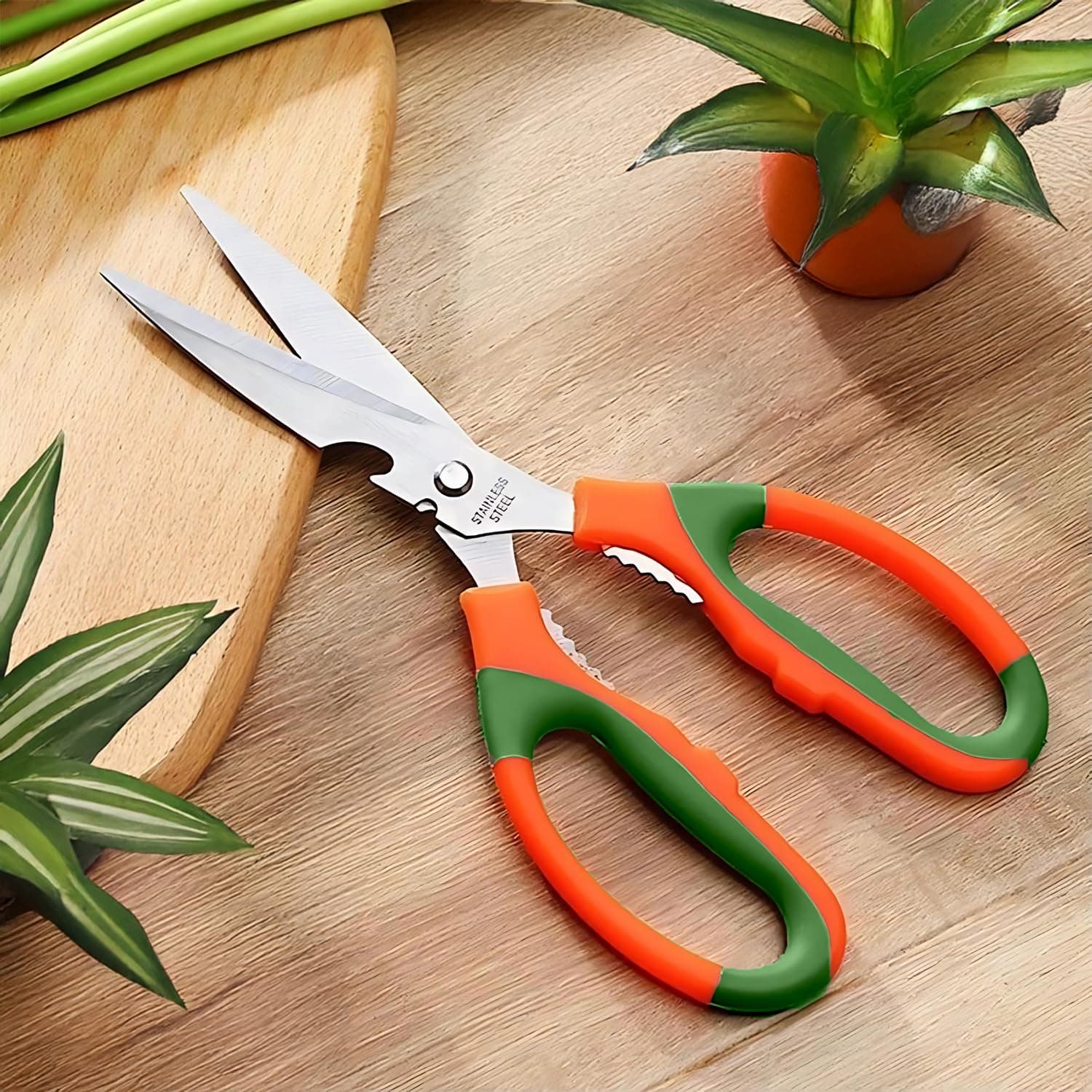 Cinagro Multipurpose Plant Scissors for Home Gardening, Sharp Steel Blades, Non-Slip Handle with Easy Grip, Rust-Resistant, Heavy-Duty, Ideal for Trimming, Cutting, Cracking Nuts & Bottle Opener