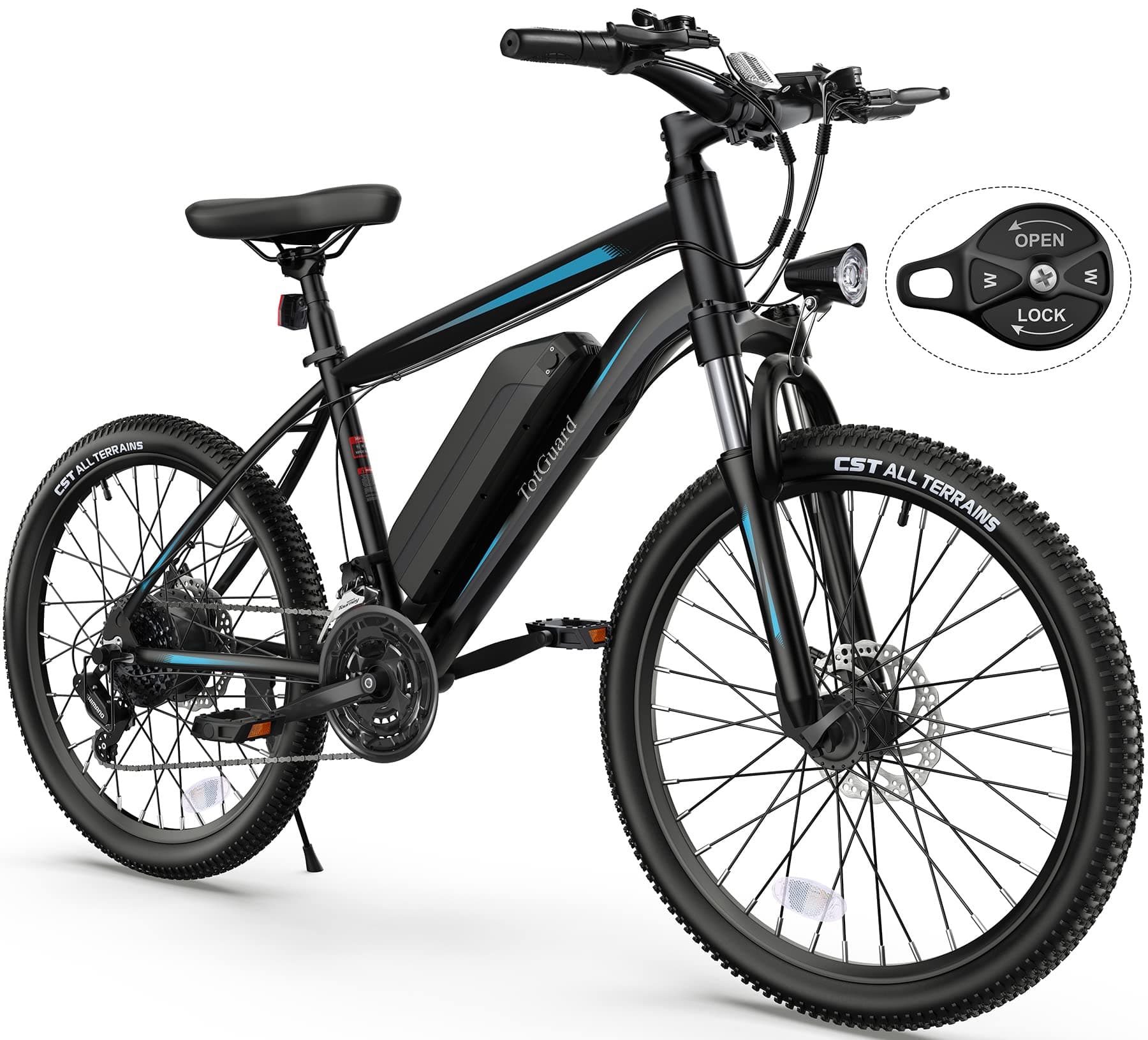 TotGuard Electric Bike for Adults, 26" Ebike with Peak 500W Brushless Motor, Electric Mountain Bike with 374Wh Removable Battery, 50 Miles Electric Bicycle with Suspension Fork, 21 Speed, LCD Display.