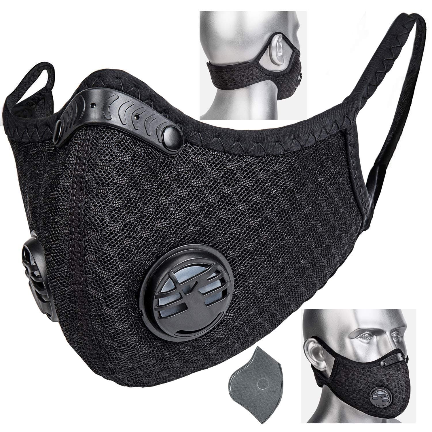 RRiody Reusable Dust Mask with Activated Carbon Filters - Dustproof Face Masks Adjustable for Woodworking, Construction, Cycling Outdoor