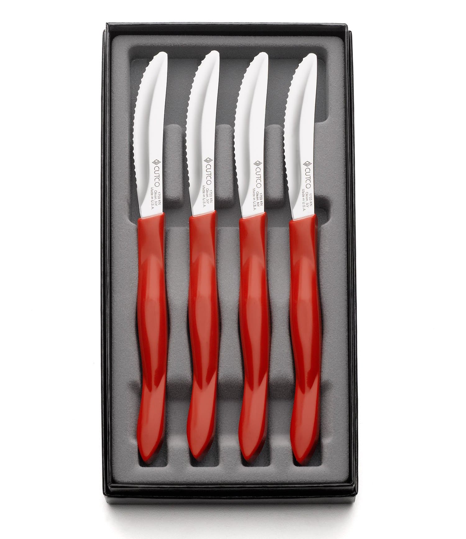 Cutco #1865 4-Pc. Table Knife Set in Gift Box (Red handle)