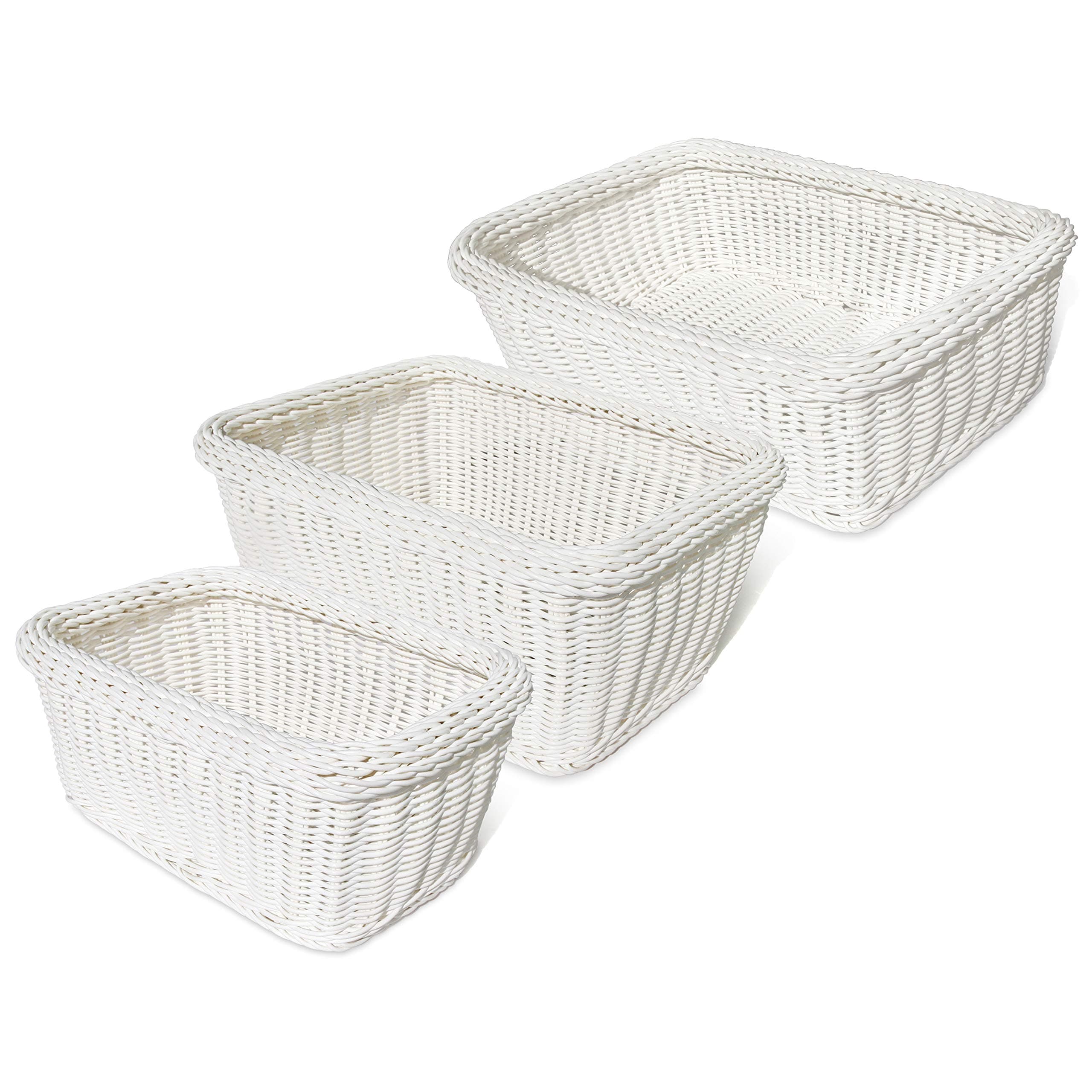 Colorbasket 02386 Hand Woven Baskets, White, Set of 3