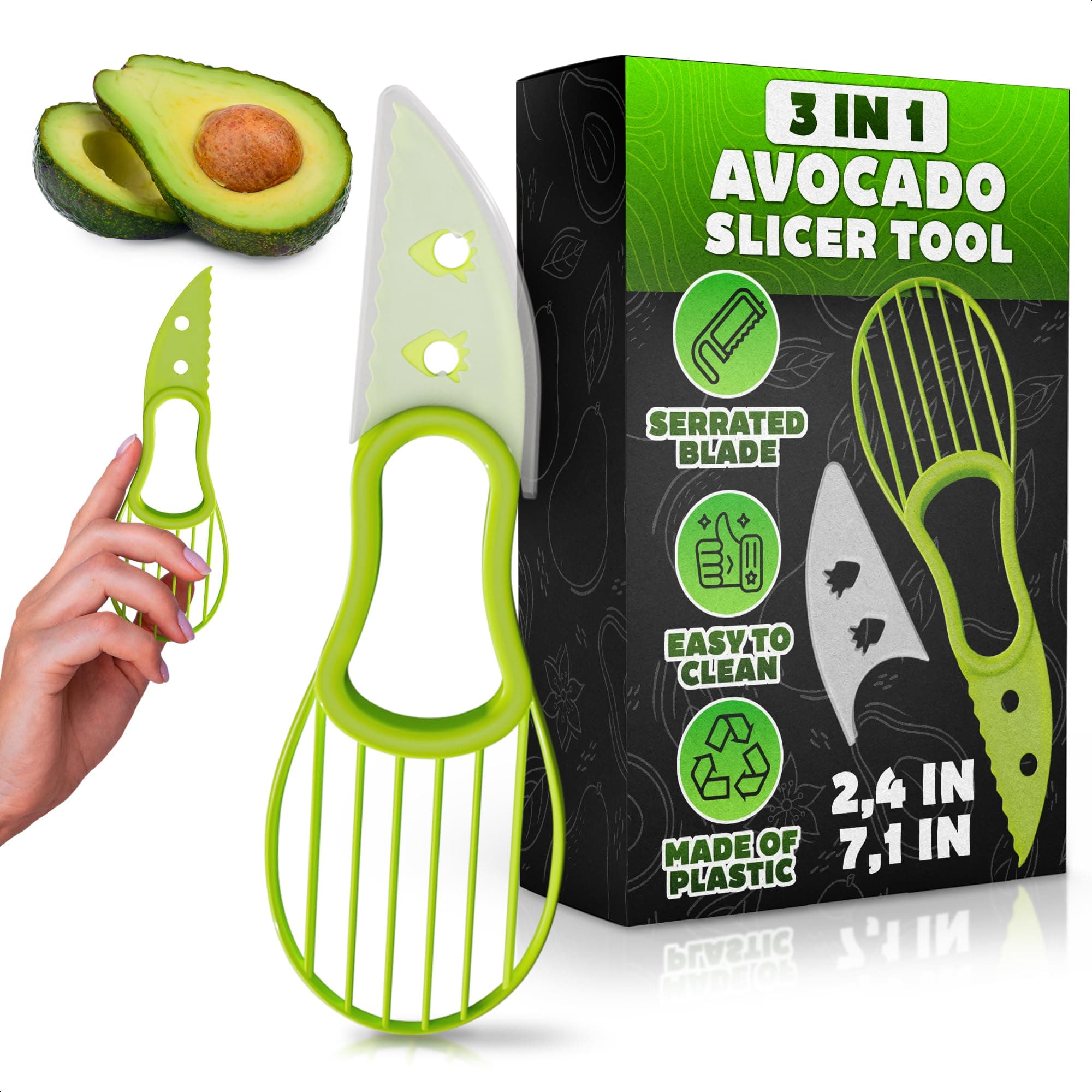 Avocado Slicer Tool 3 in 1 – Food-Grade Plastic Cutter, Peeler & Pit Remover for Easy Slicing, Scooping & Quick Food Prep – Easy to Use Avocado Peeler Tool | Durable Ergonomic Design Kitchen Gadget