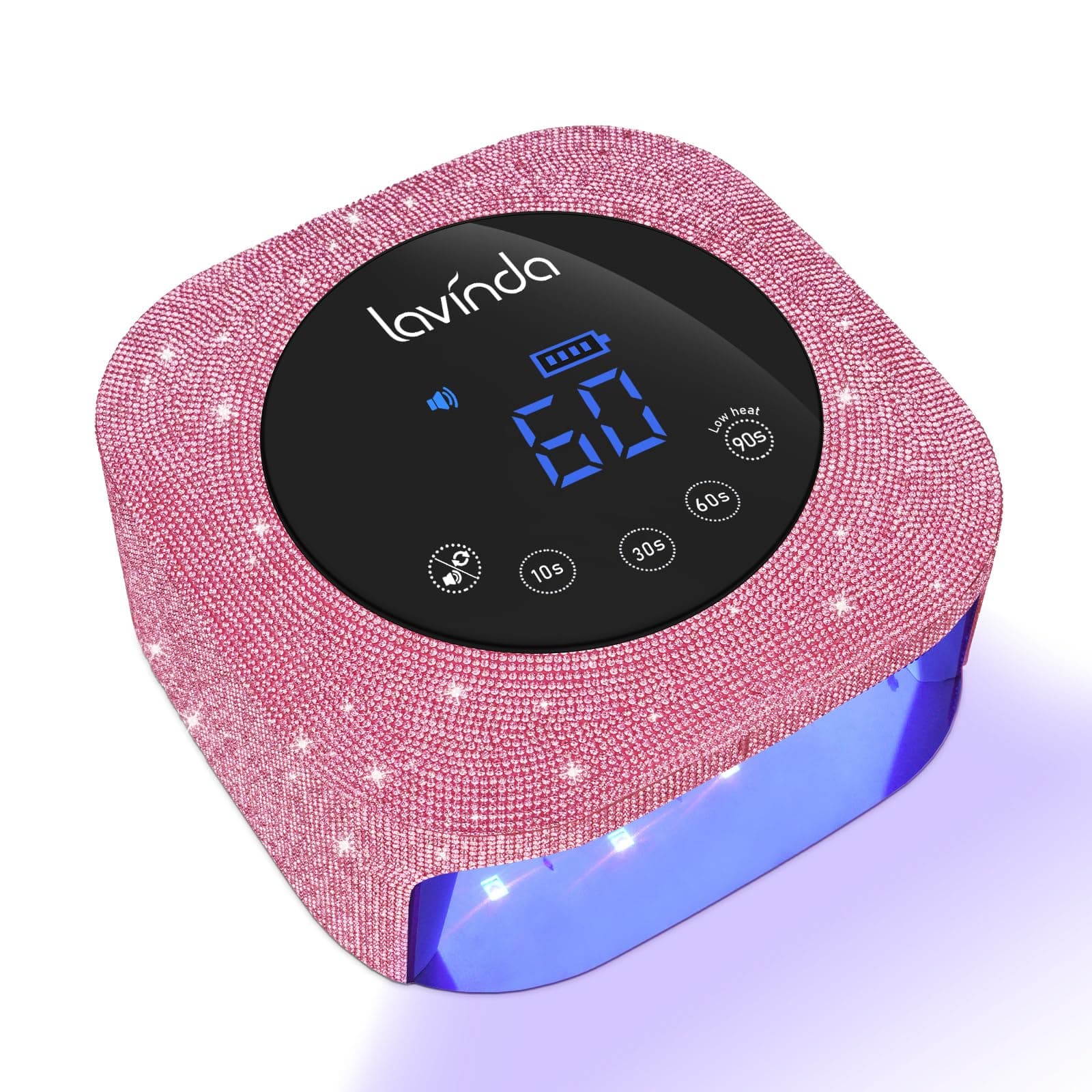 Lavinda 54W UV LED Nail Lamp, Bling Nail Lamp with Sensor and 4 Timers, Rechargeable Gel Nail Polish Dryer, Professional Fast Curing Nail Lamp for Manicure with