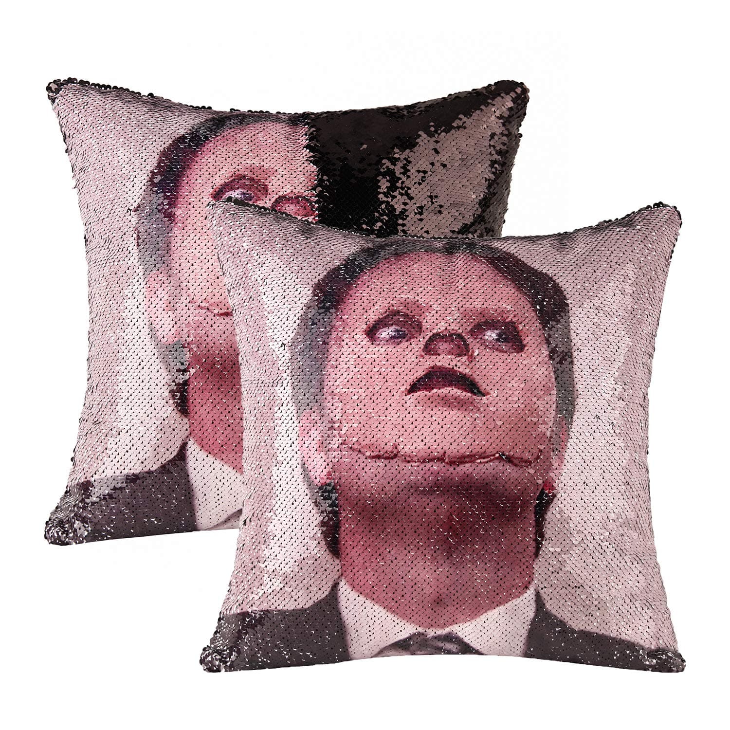 cygnus The Office Merch Dwight Schrute Mask Sequin Pillow Cover Mermaid Magic Reversible Decorative Change Color Pillow Covers 16x16 inch Funny Gag Gifts,Black