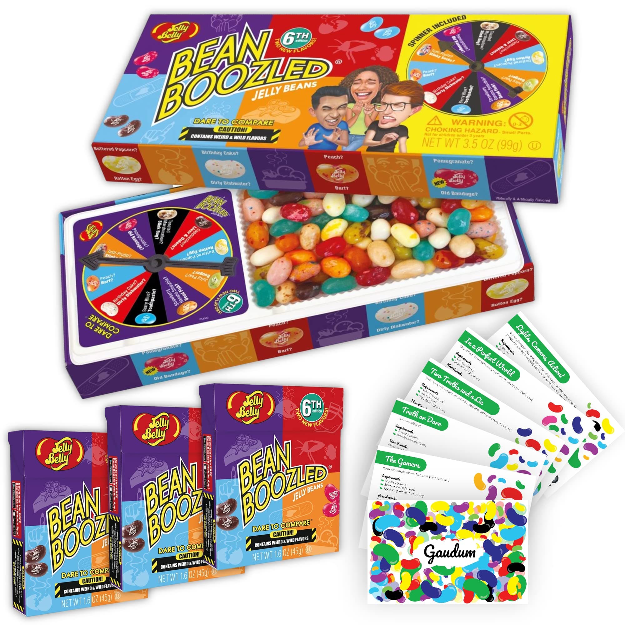 Jelly Belly Bean Boozled Jelly Beans Game NEW EDITION + 3 Bean Boozled Refills + 5 Gaudum Game Cards | Teen Version