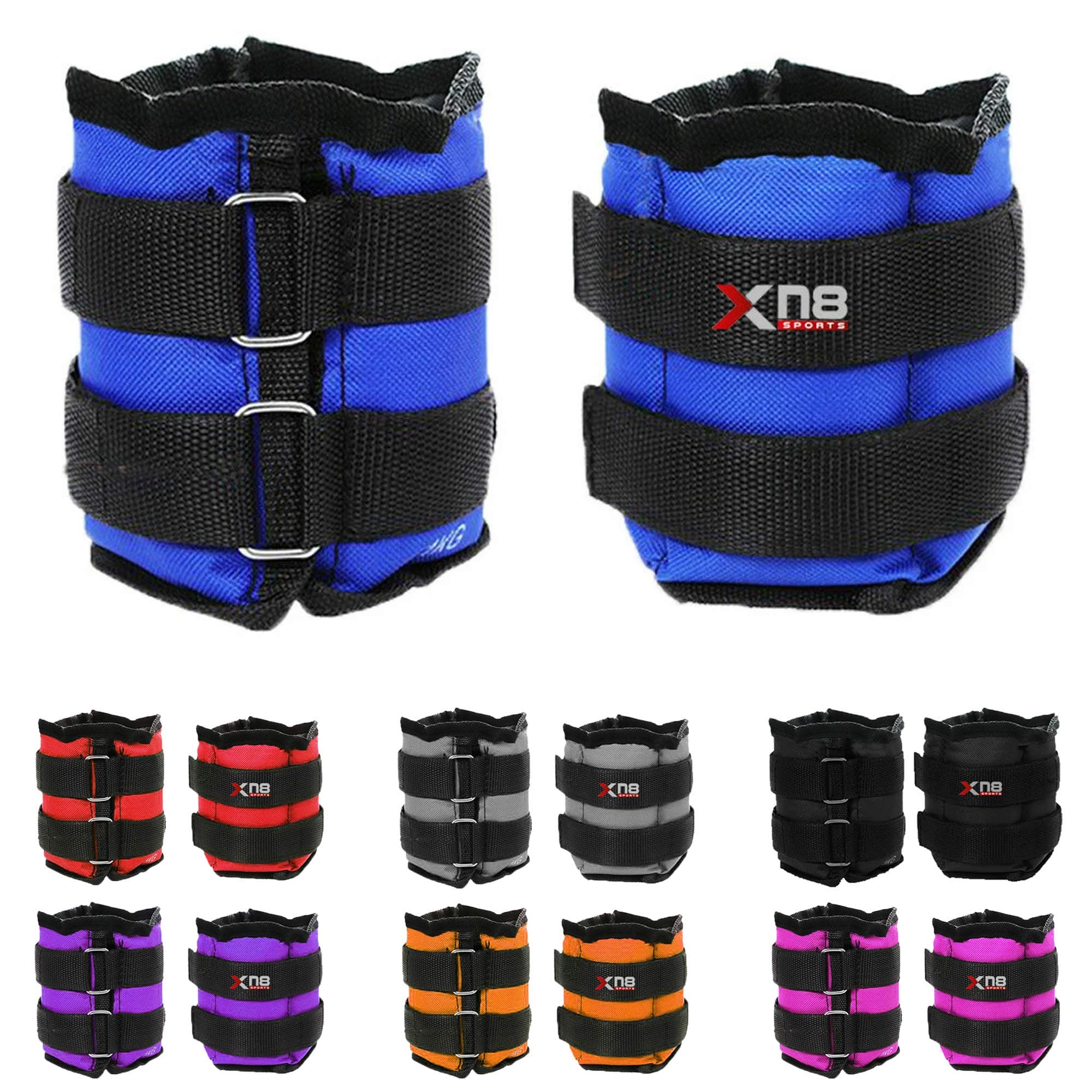 Xn8 Ankle Weights with Strap 0.5kg-3kg Pair Leg Weights for Women | Nylon Ankle and Wrist Weights for Running Jogging Walking Aerobics Exercise Gymnastics Fitness