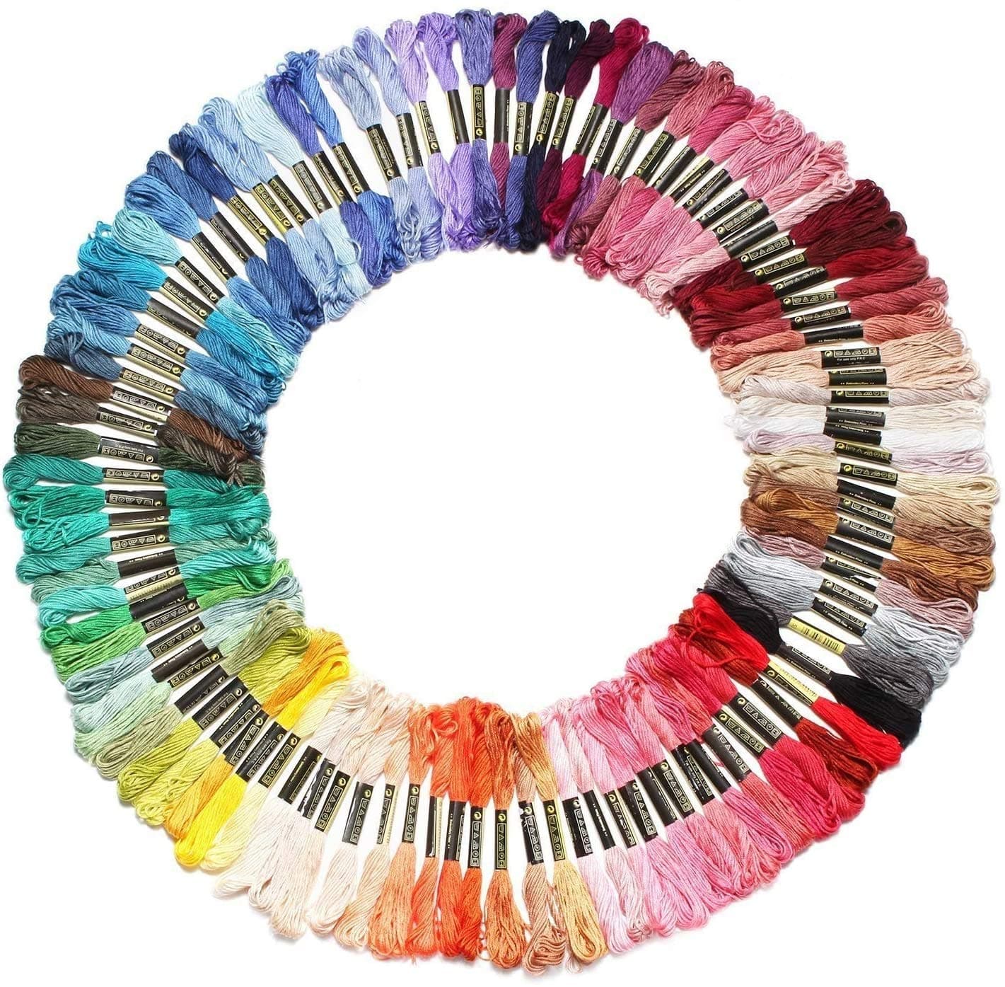 Laojbaba Rainbow Color Embroidery Floss 100 skeins, Cross Stitch Thread,Bracelets Floss, Crafts Floss,Stitch Threads