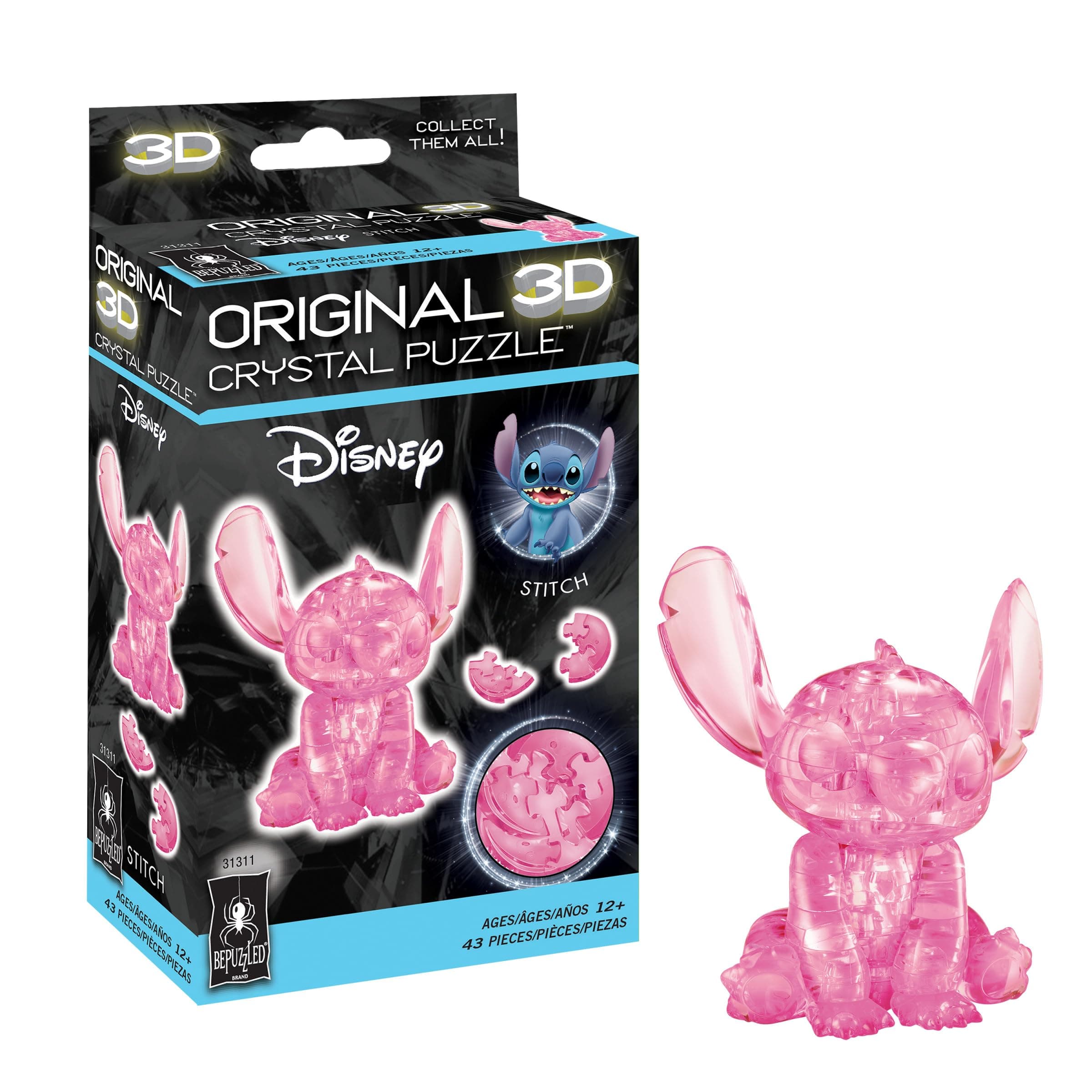BePuzzled, Disney Stitch Original 3D Crystal Puzzle, Perfect for Puzzlers Ages 12 and Up, Challenging to Complete and Beautiful to Display, Collect Them All
