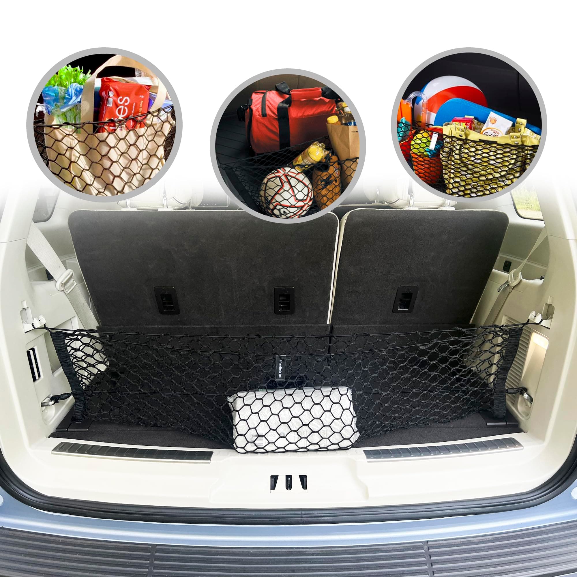 Envelope Style Automotive Elastic Trunk Mesh Cargo Net for Lincoln Navigator 2018-2025 - Premium Trunk Organizer and Storage - Luggage Net for SUV- Best Car Organizer for Ford Expedition
