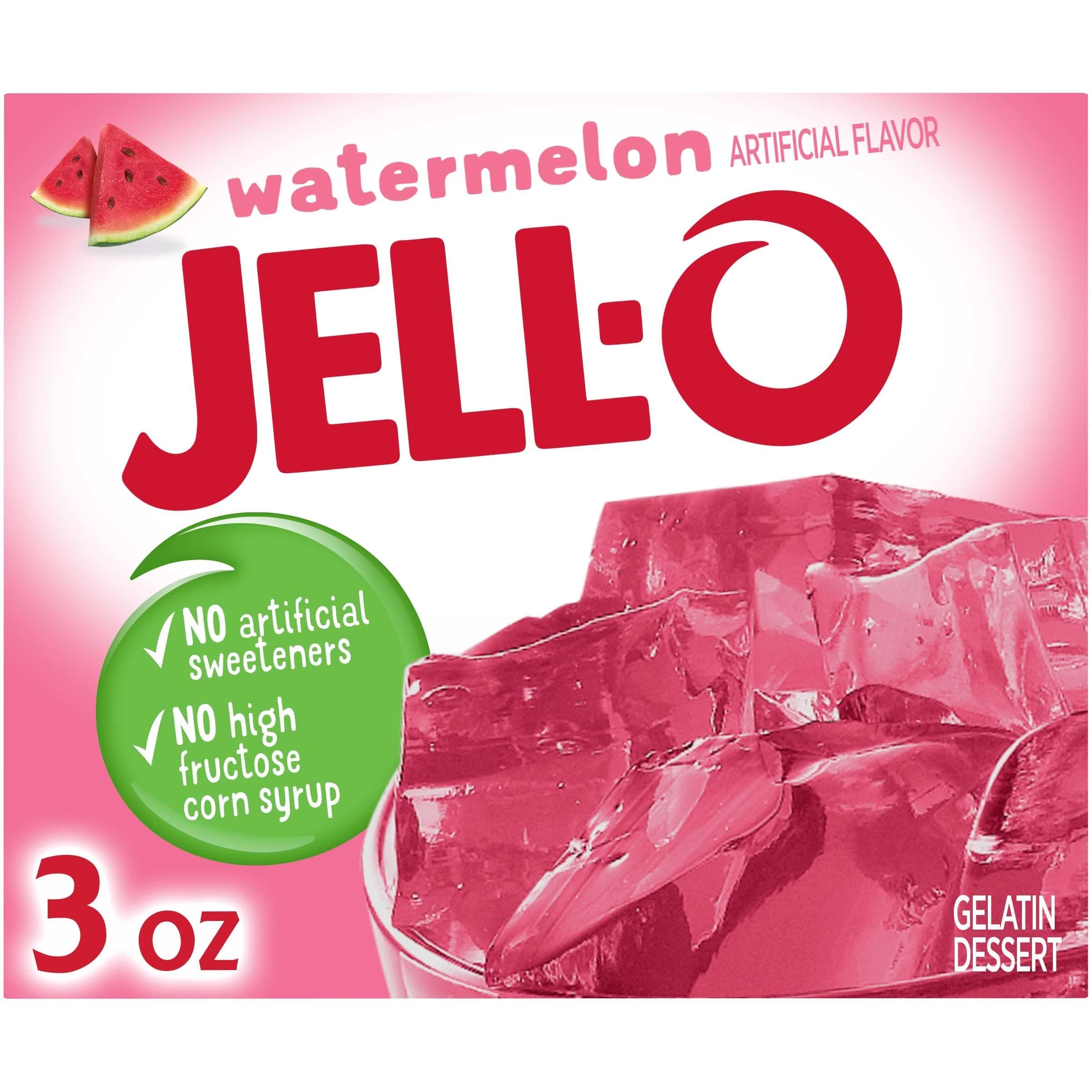 Jell-O Gelatin Dessert Mix, Watermelon Flavor, Classic Fruit Gelatin for Desserts, Snacks & Party Recipes, 3 oz (Pack of 24)