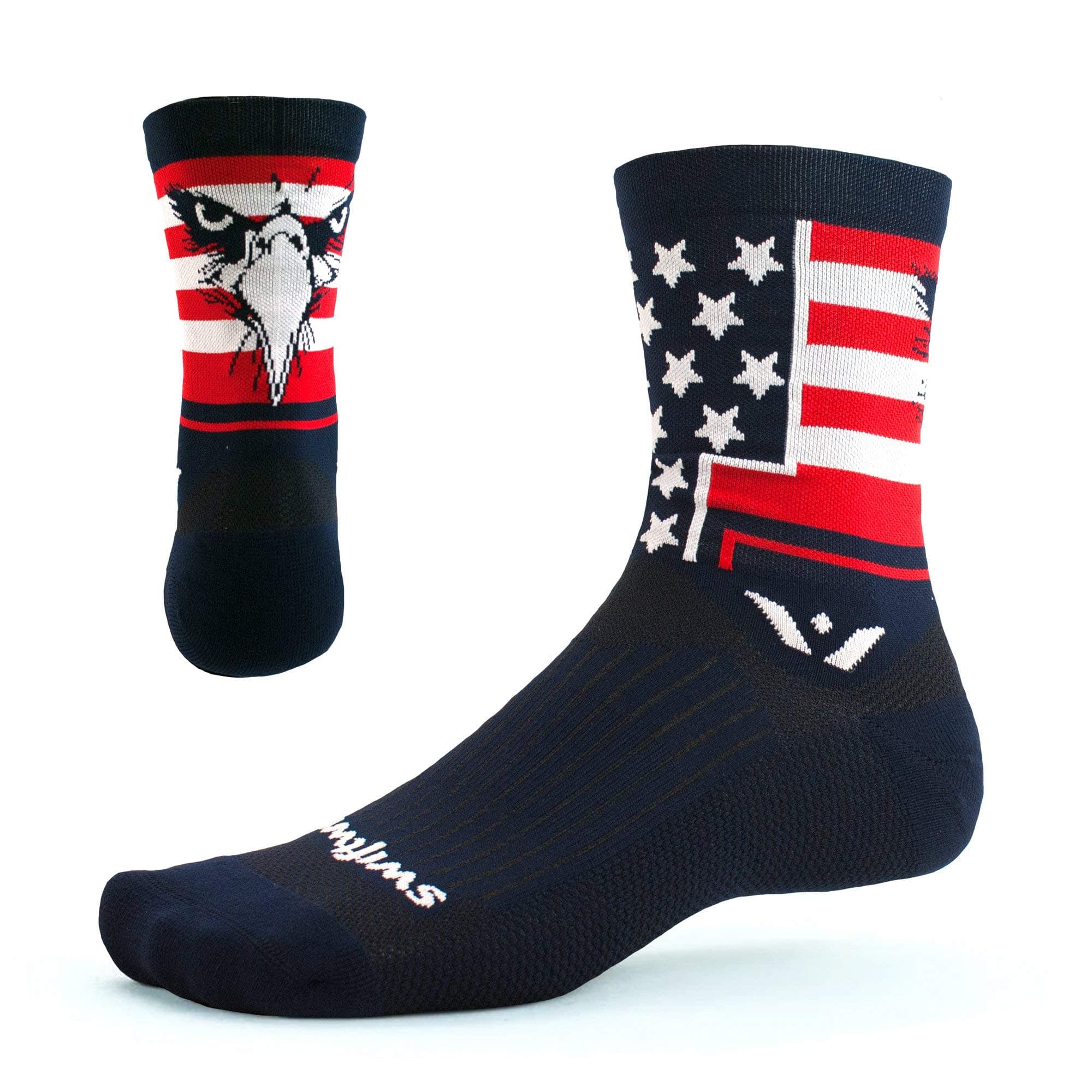 Swiftwick- VISION FIVE Tribute Running & Cycling Socks for Men & Women- Fast Dry, Cushioned, Crew