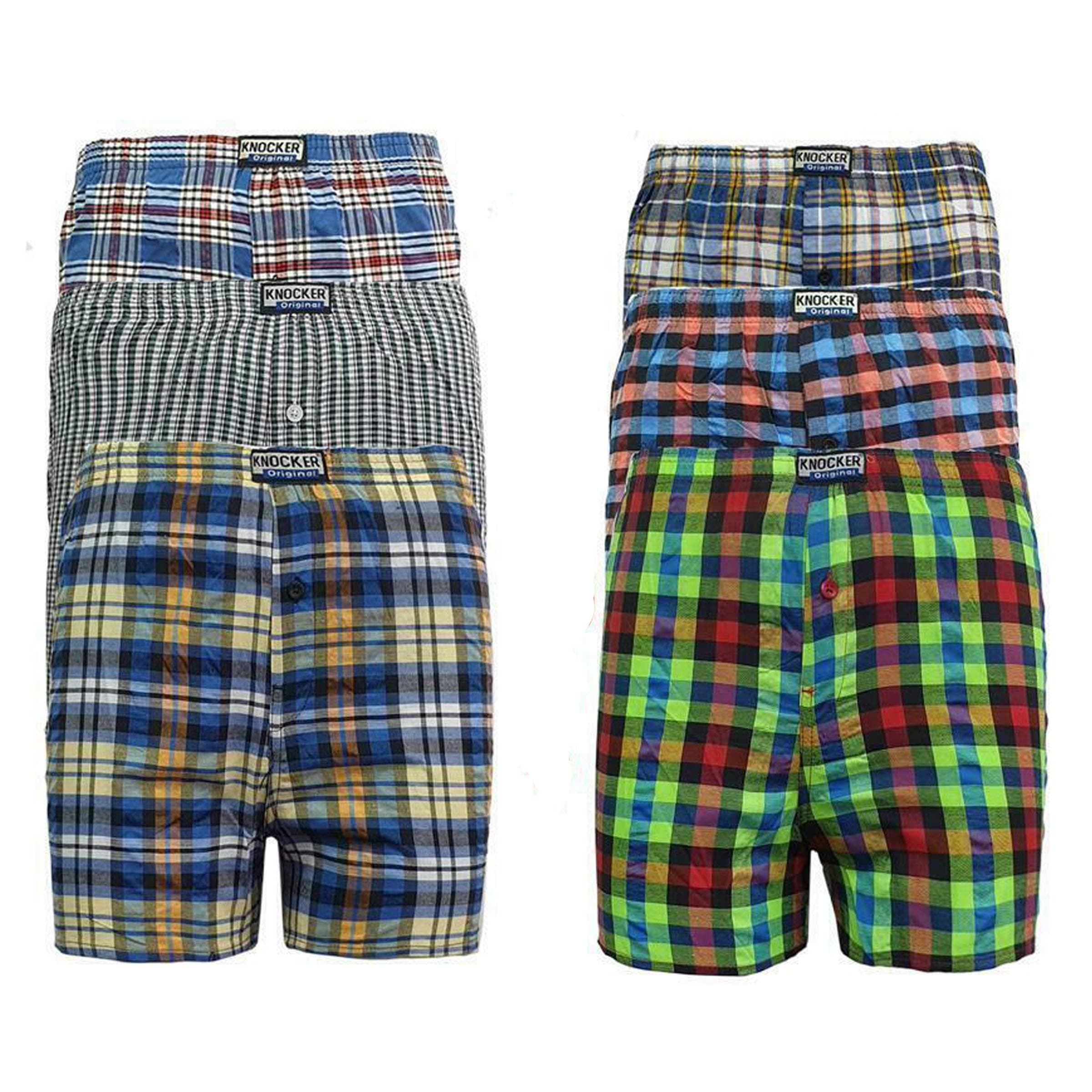 MAS International Ltd Pack of Knocker Men's Check Boxer Shorts Pants Polly Cotton Underwear Trunks Briefs Medium