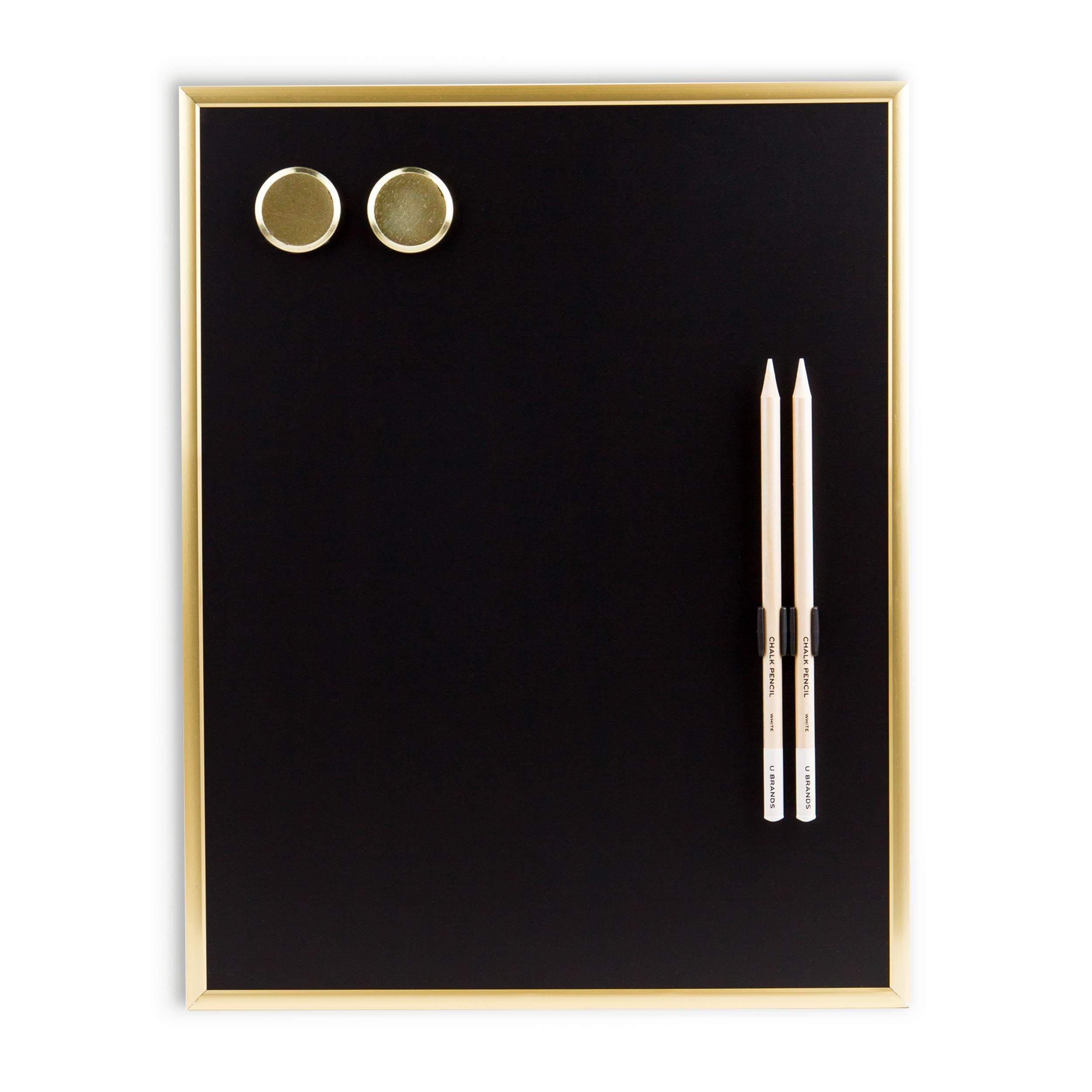 U Brands Magnetic Chalkboard, 11" x 14", Gold Metal Frame, Premium Matte Surface, Includes Chalk Pencils and Magnets