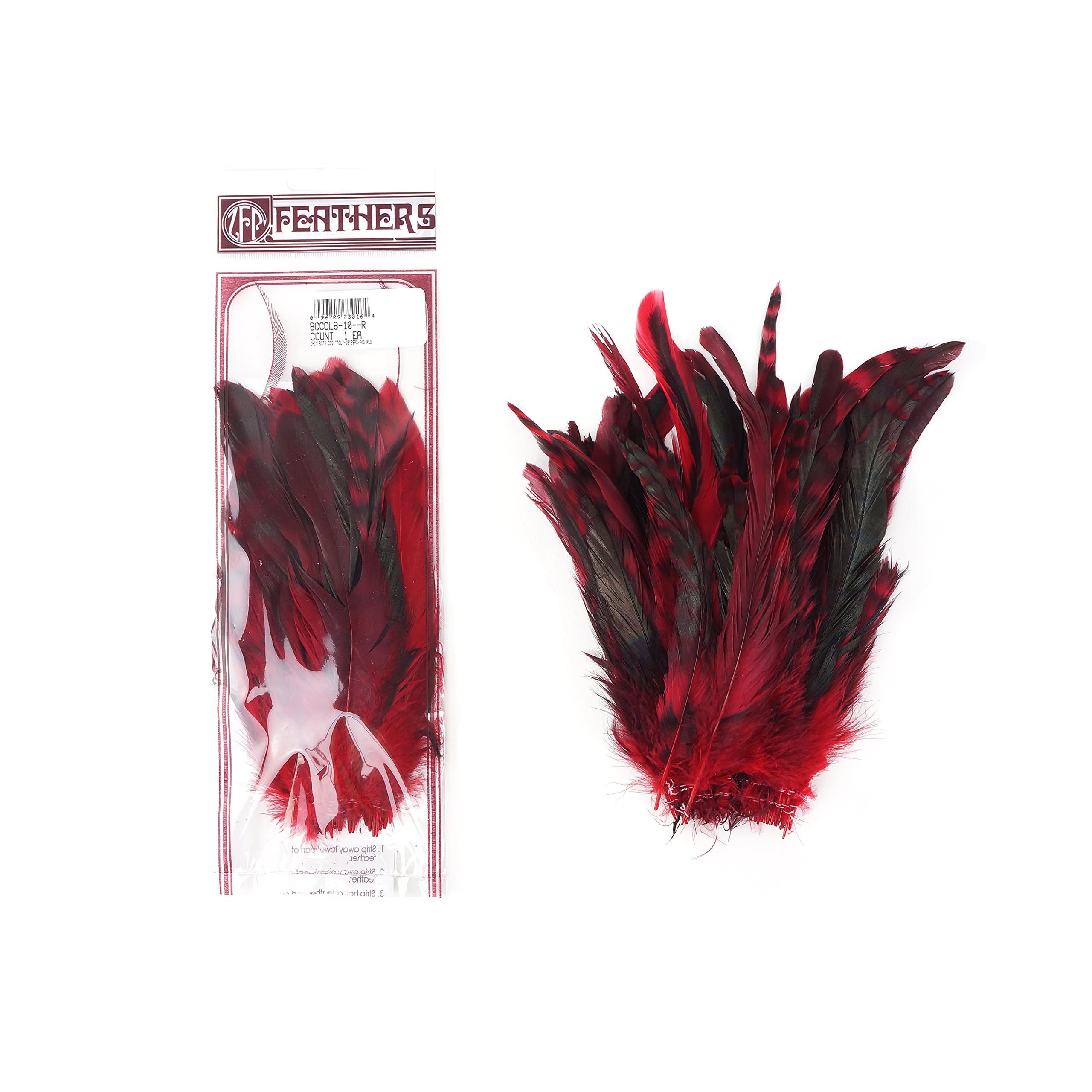 ZUCKER25pc Rooster Chinchilla Tail Feathers - 8-10 inch Colorful Rustic Craft Supply for DIY Home Decor - Red