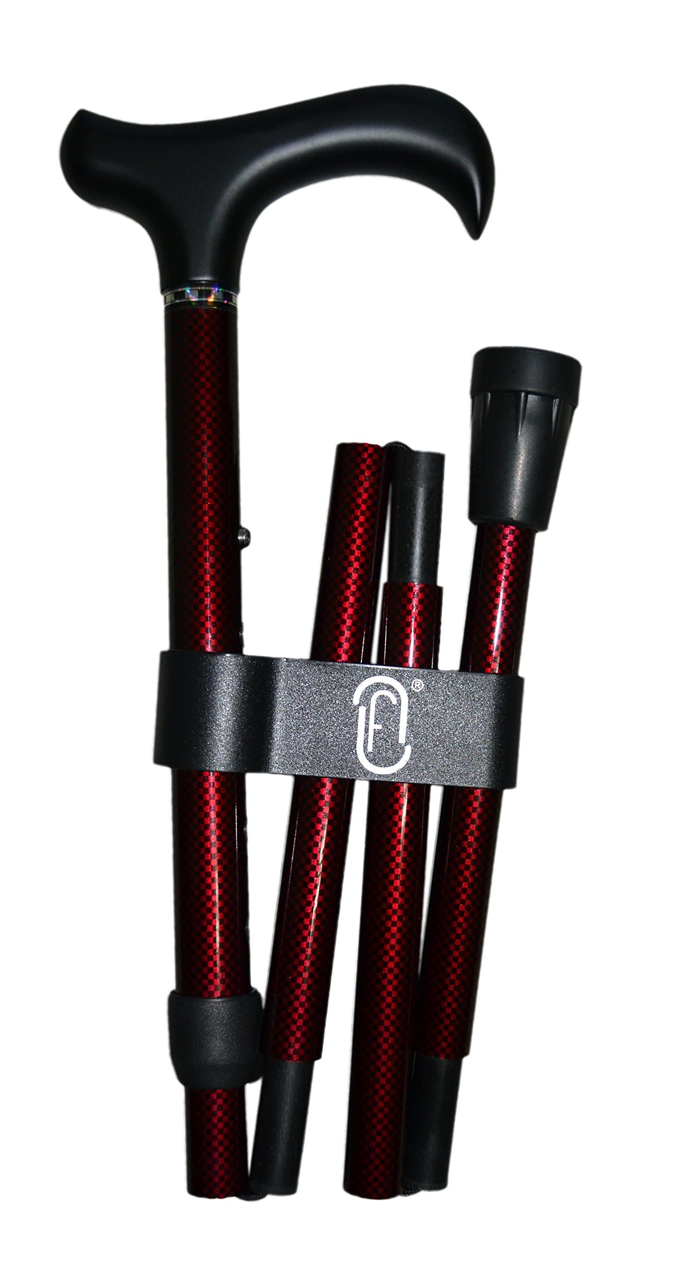 Finna 41252 A Folding Walking Stick and Carbon Fibre Adjustable Burgundy, Burgundy