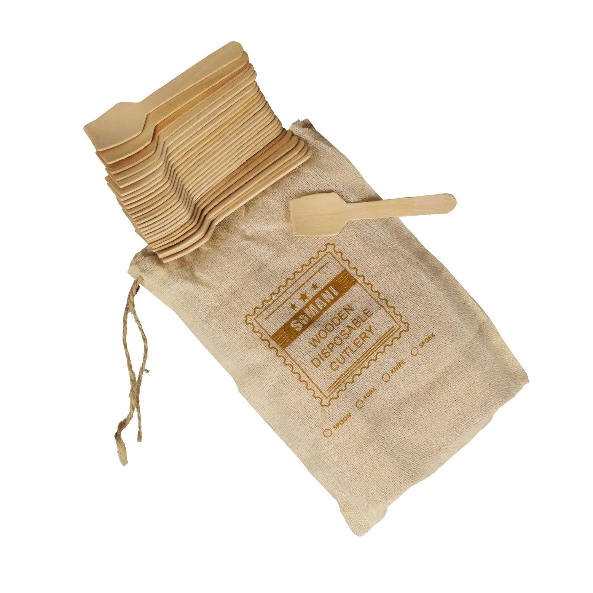 Somani Disposable Wooden Spoon Square end 95 mm | Mini Taster Spoon | Ice Cream Spoon | Pastry Spoon | Eco Friendly and bio degrdable (Pack of 100)